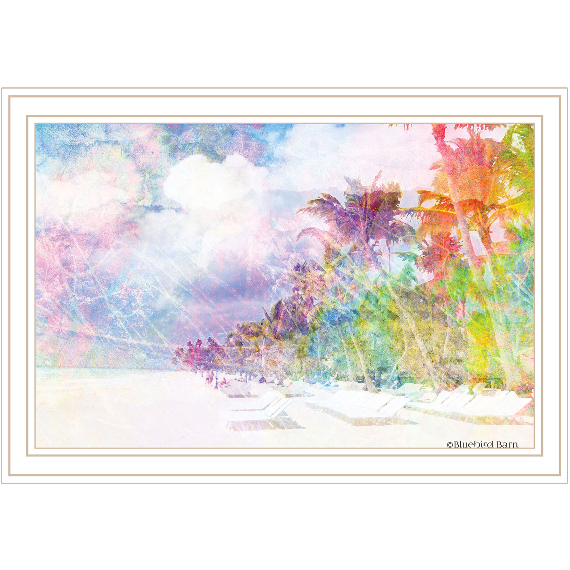 Rainbow Colors on the Coast White Framed Print Wall Art
