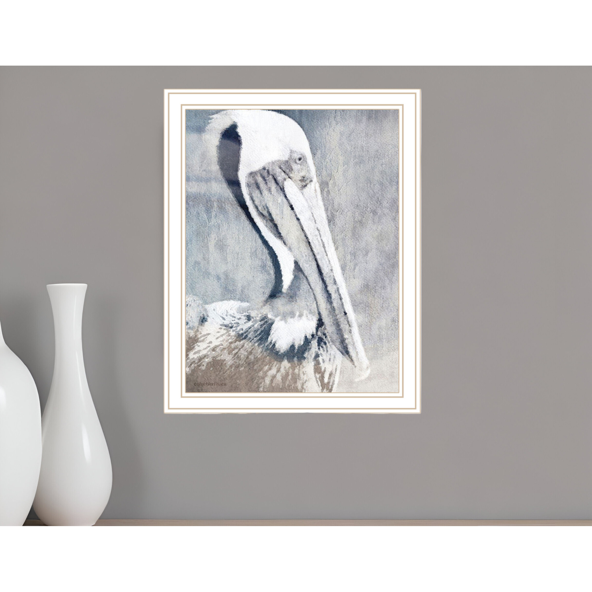 PELICAN White Framed Print Wall Art