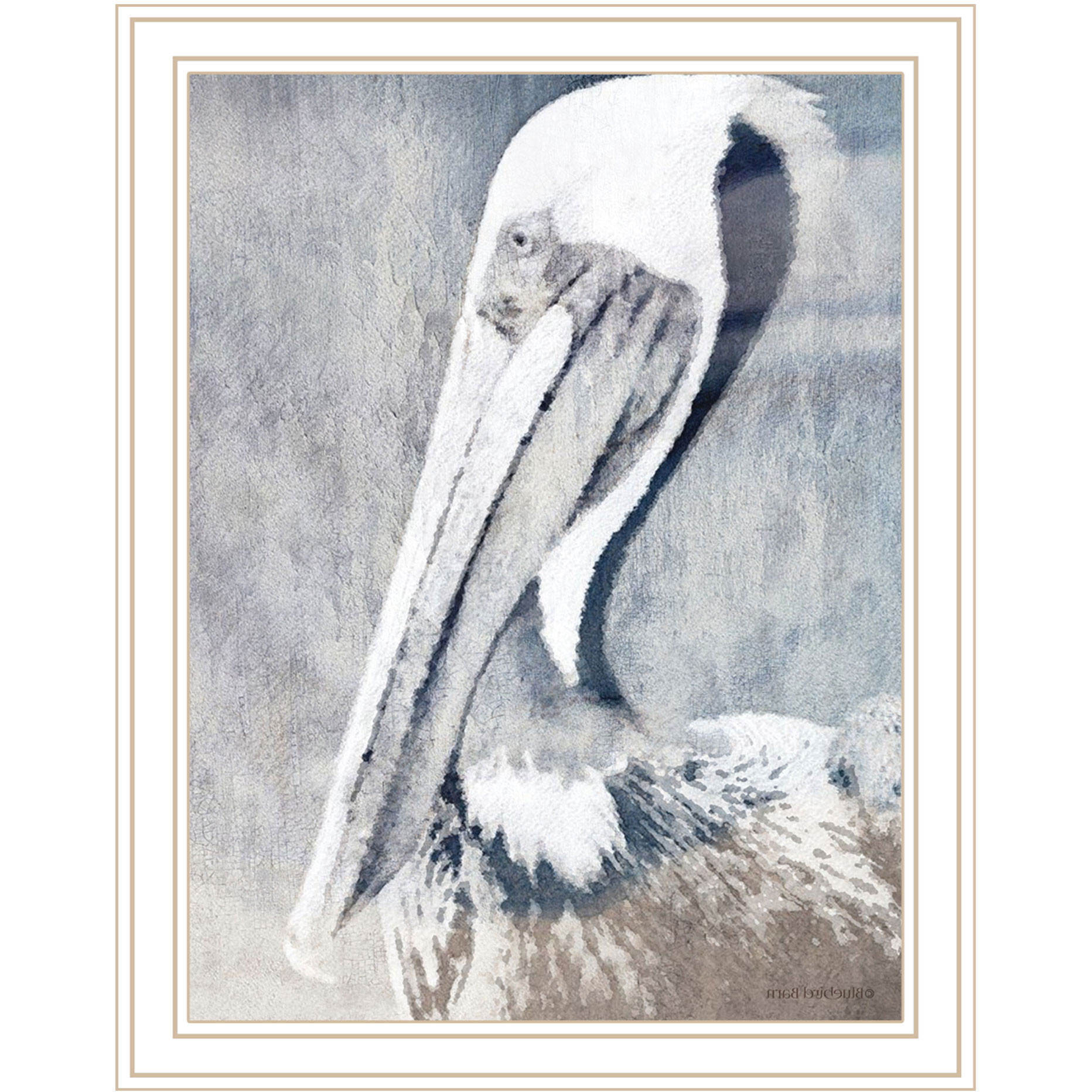 PELICAN White Framed Print Wall Art