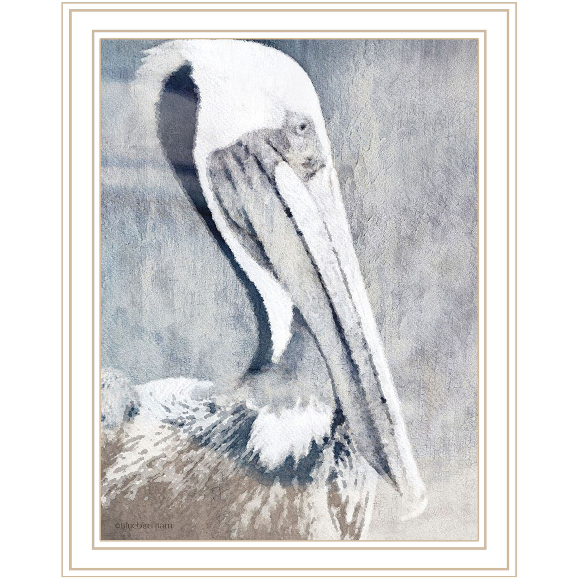 PELICAN White Framed Print Wall Art