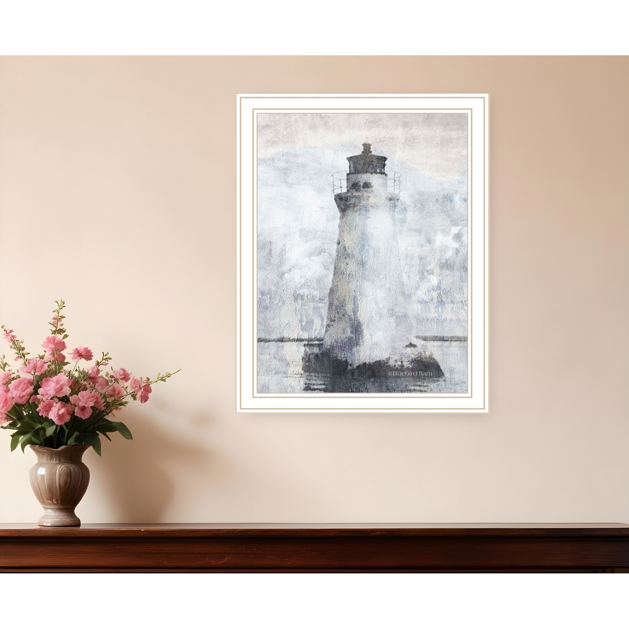 Lighthouse White Framed Print Wall Art