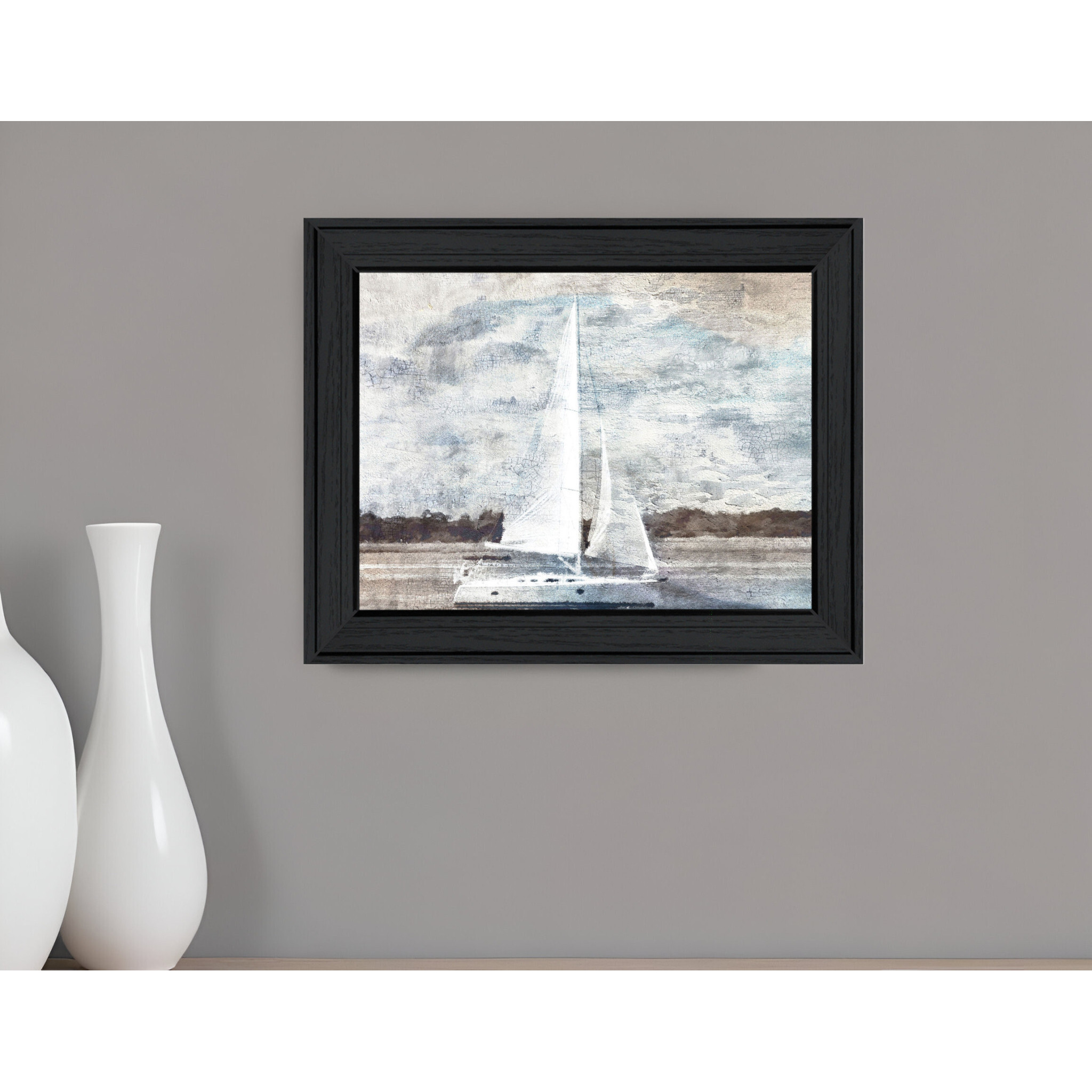 Sailboat on Water Black Framed Print Wall Art