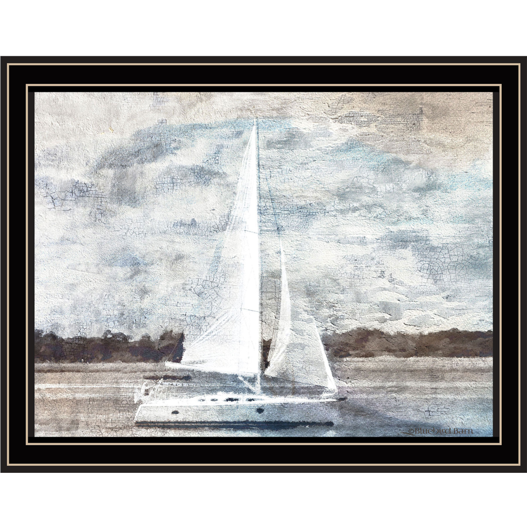 Sailboat on Water Black Framed Print Wall Art