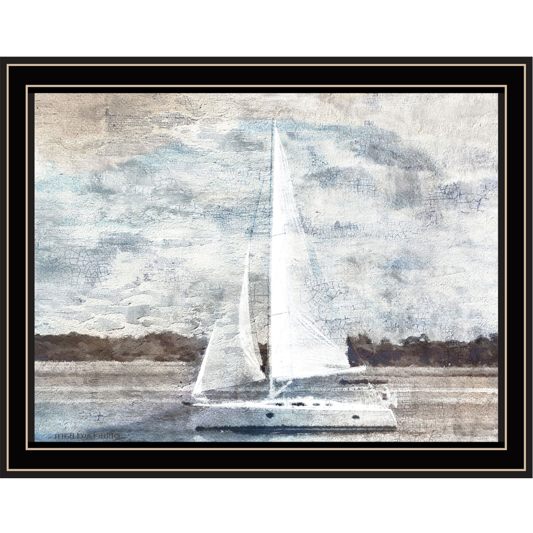 Sailboat on Water Black Framed Print Wall Art