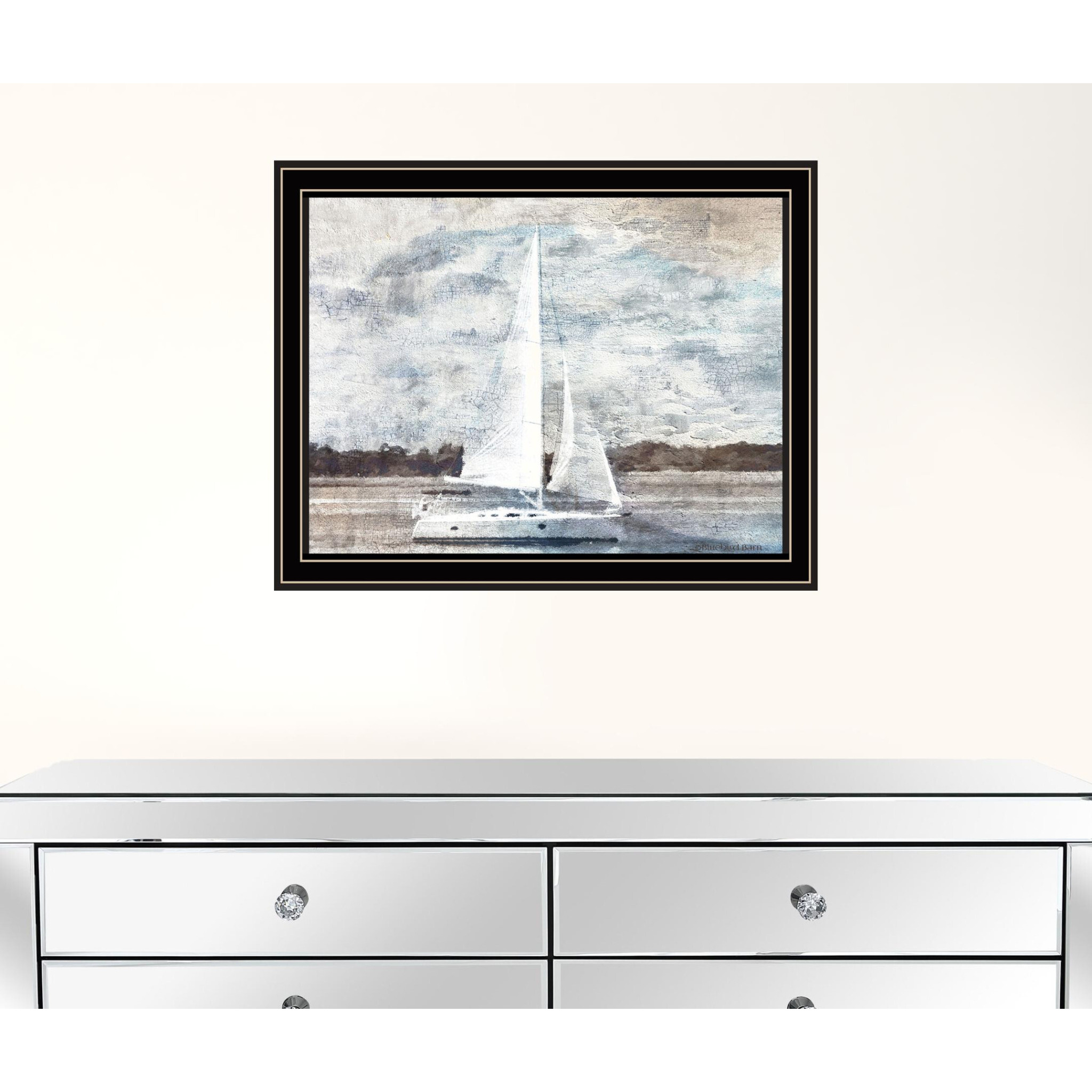 Sailboat on Water Black Framed Print Wall Art