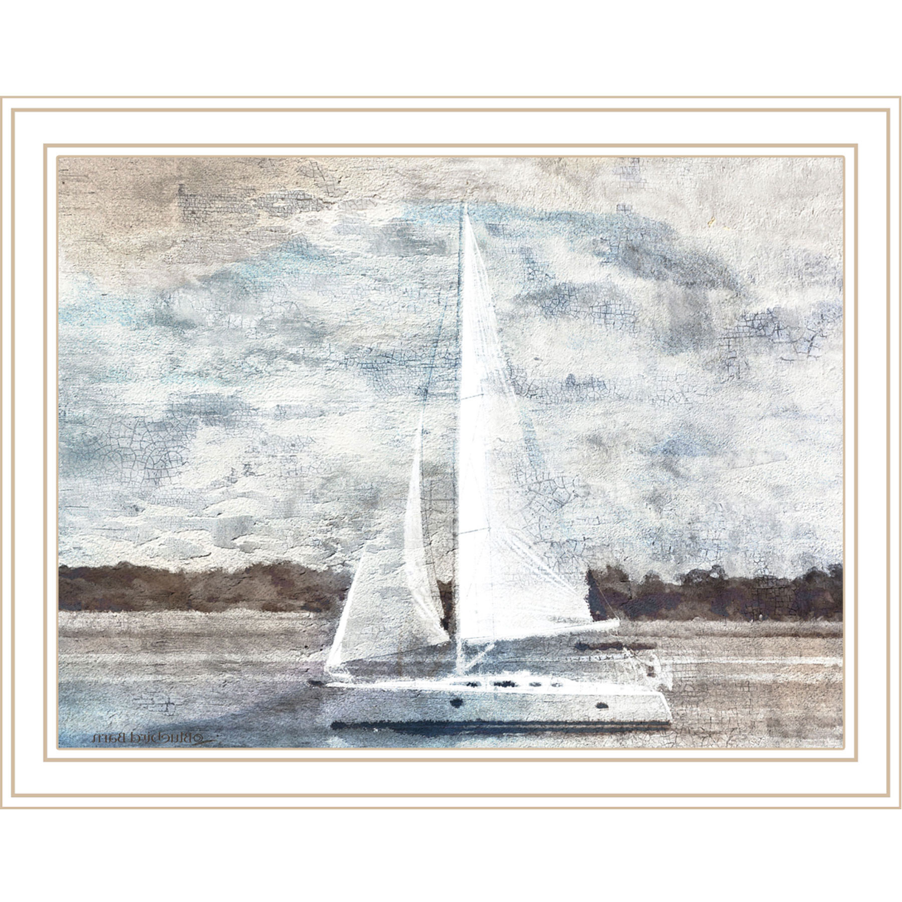 Sailboat on Water White Framed Print Wall Art