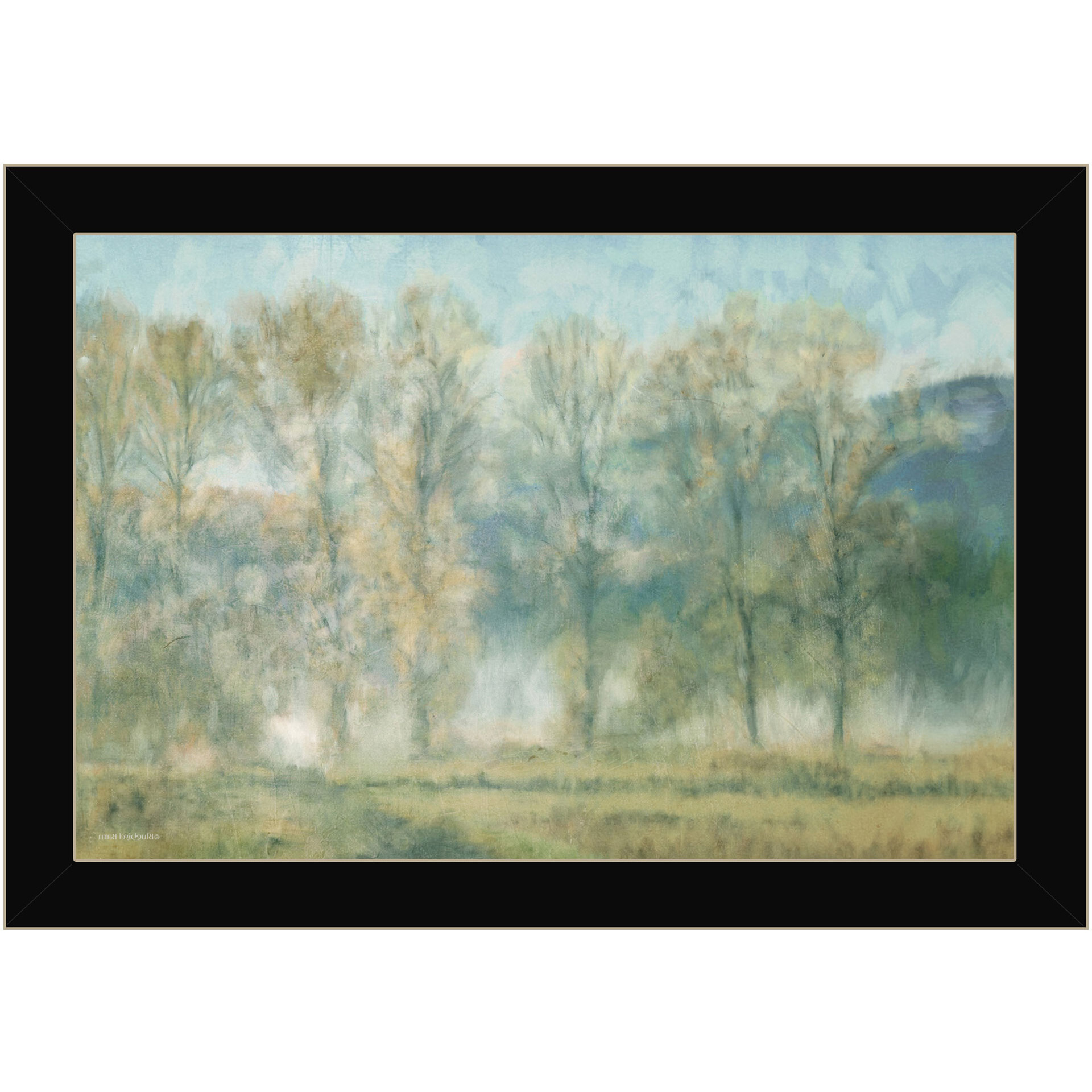 Peaceful Tree Line Black Framed Print Wall Art