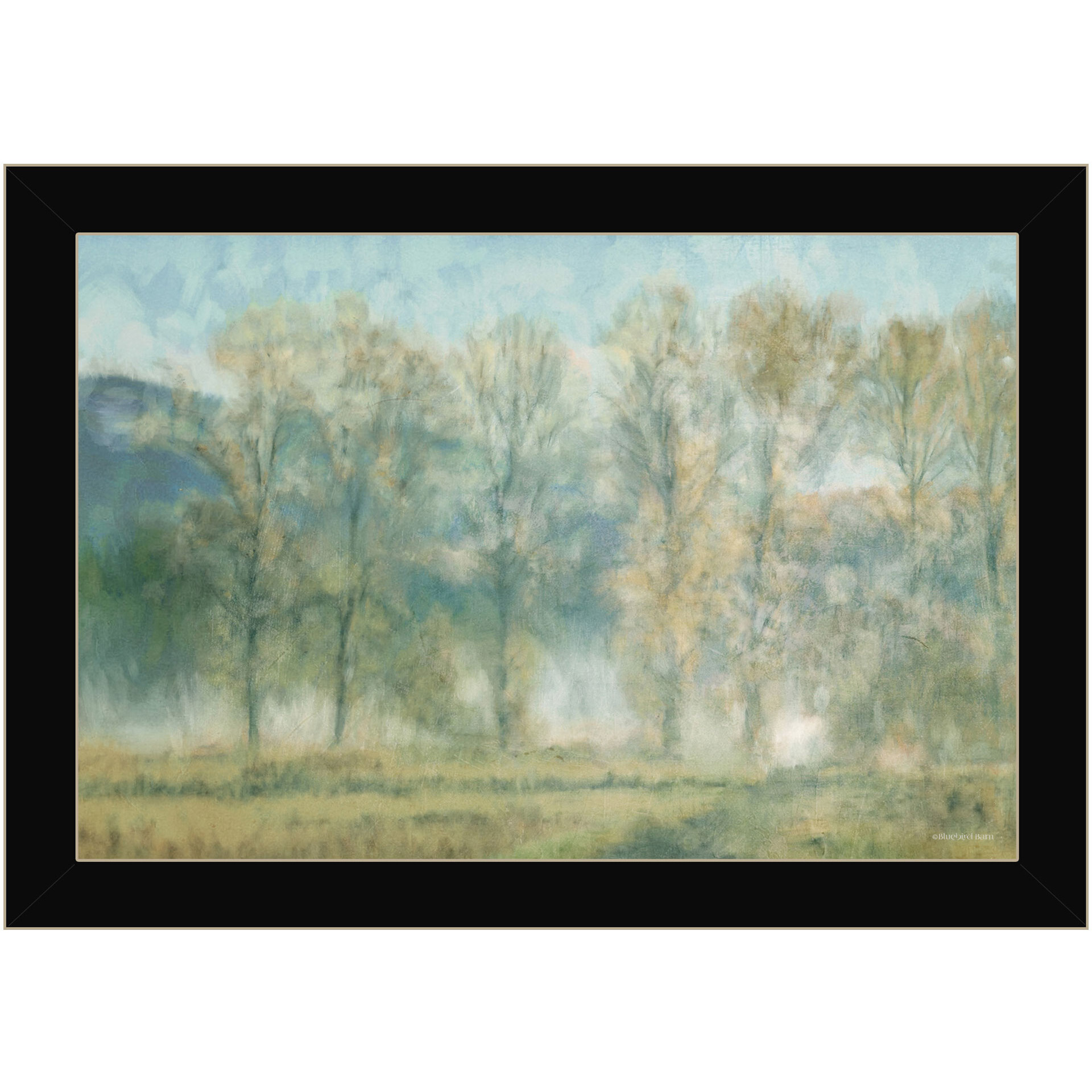 Peaceful Tree Line Black Framed Print Wall Art