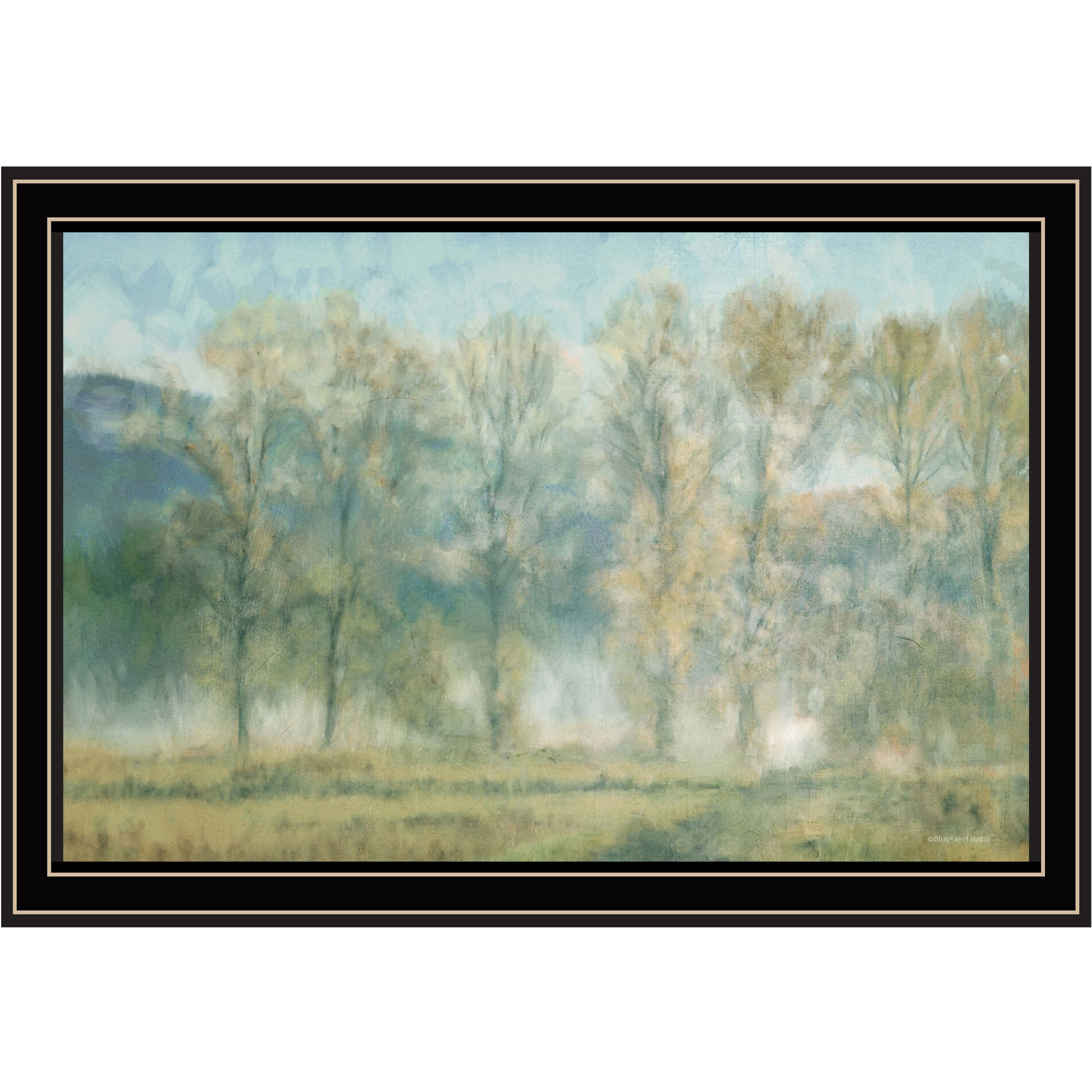 Peaceful Tree Line Black Framed Print Wall Art