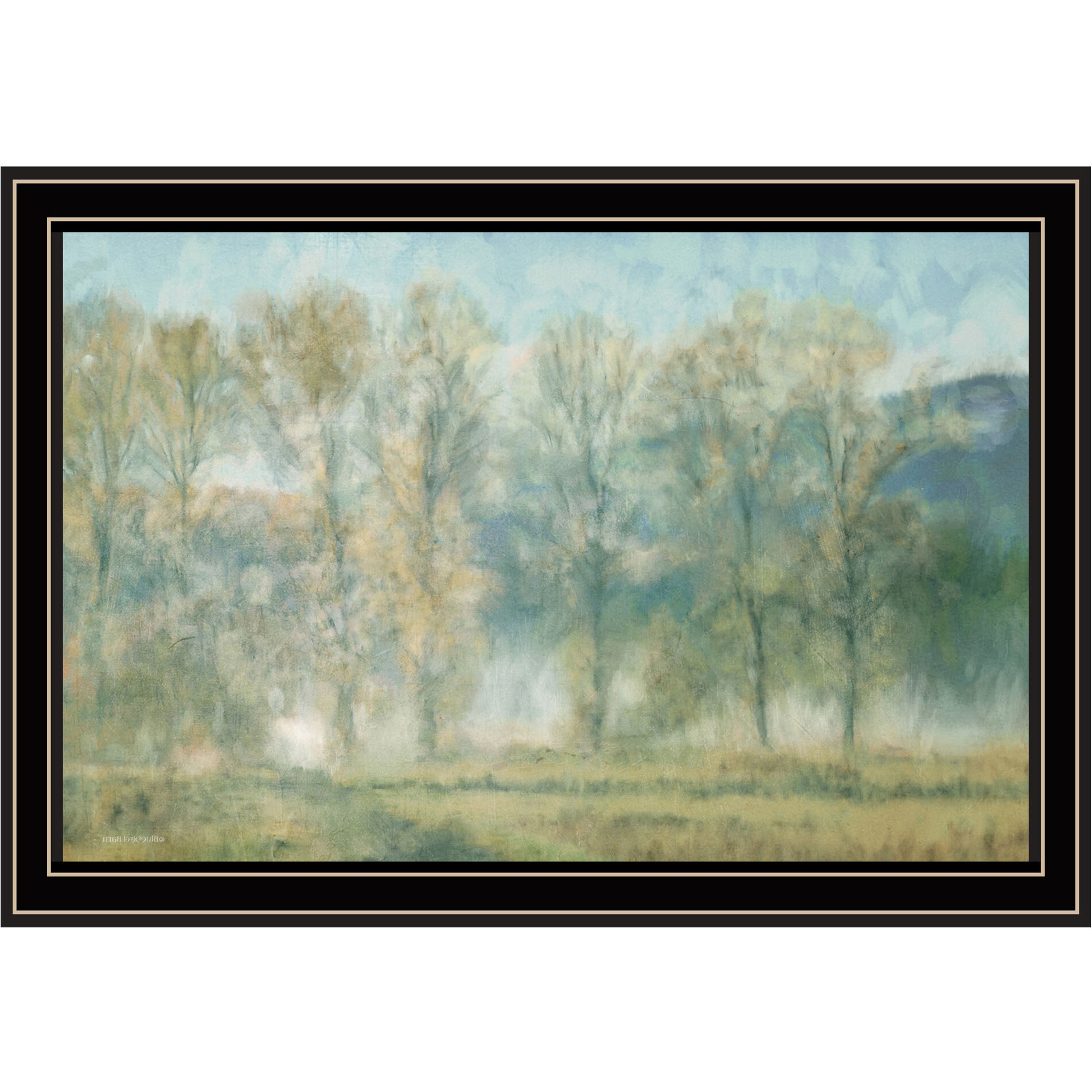 Peaceful Tree Line Black Framed Print Wall Art