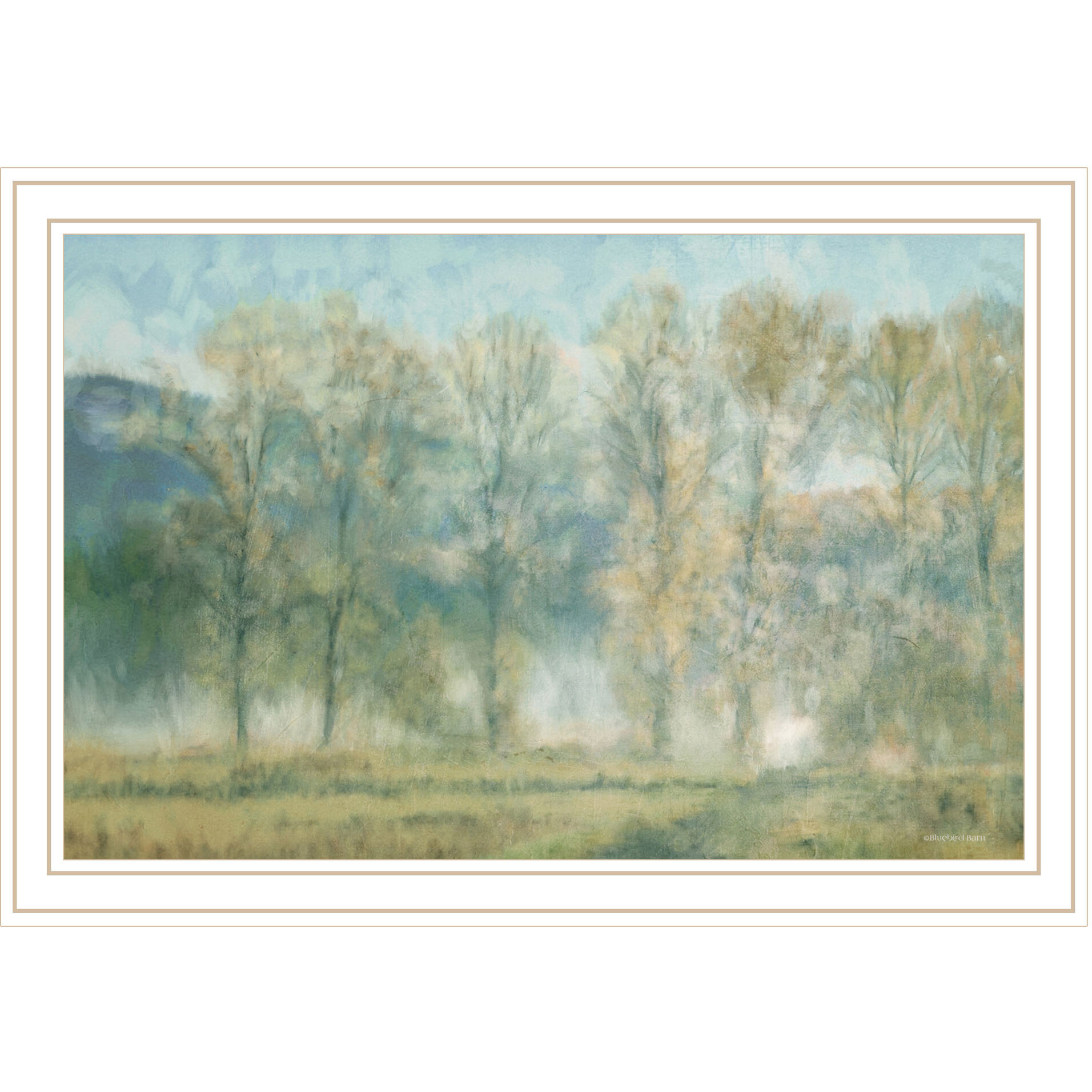Peaceful Tree Line White Framed Print Wall Art