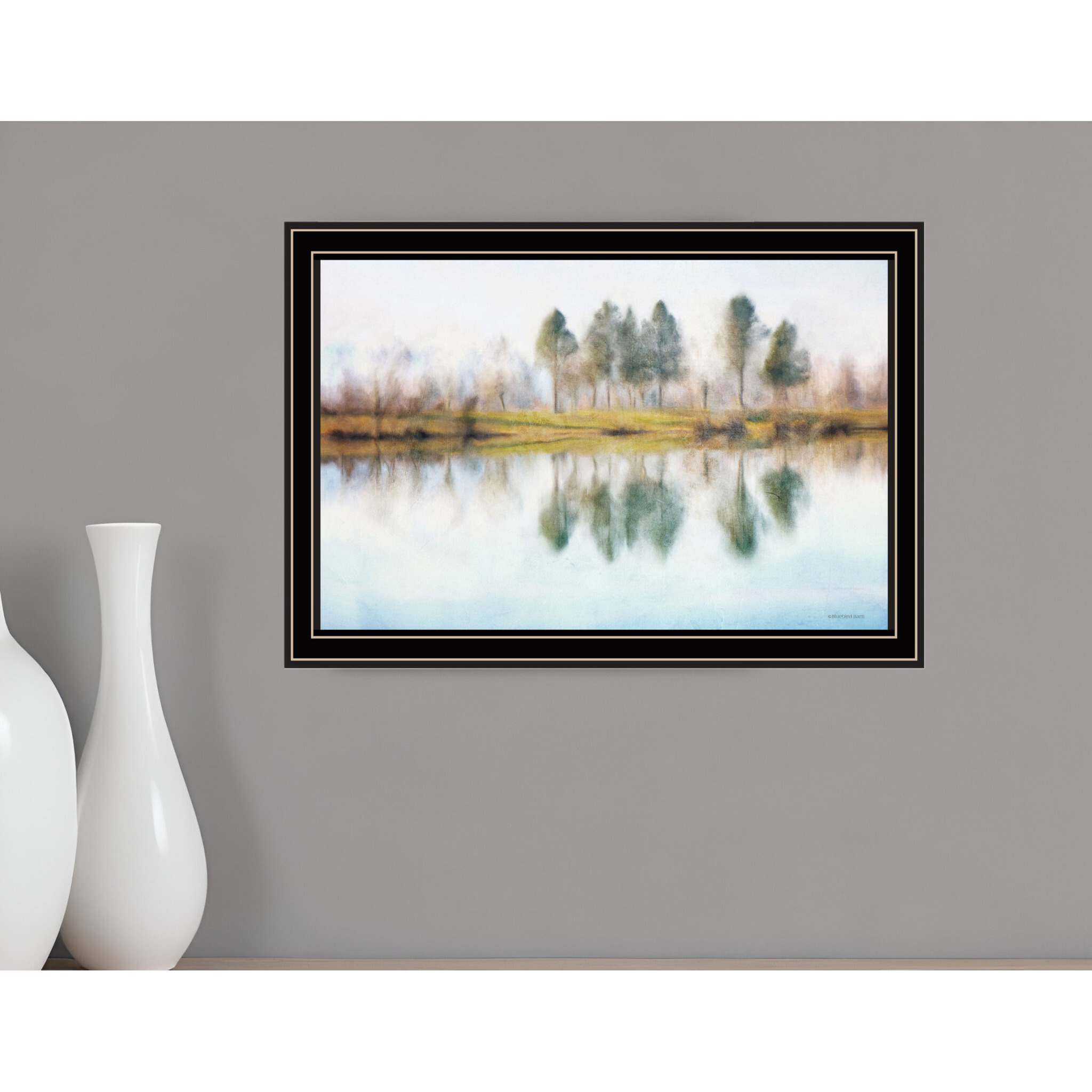 Lake Reflections Black Framed Print Wall Art
