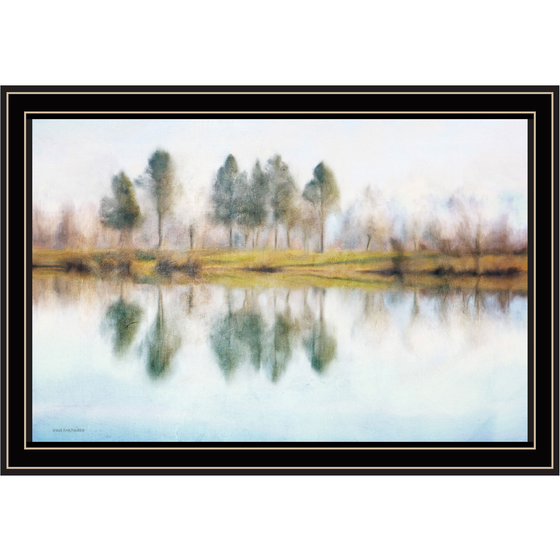 Lake Reflections Black Framed Print Wall Art