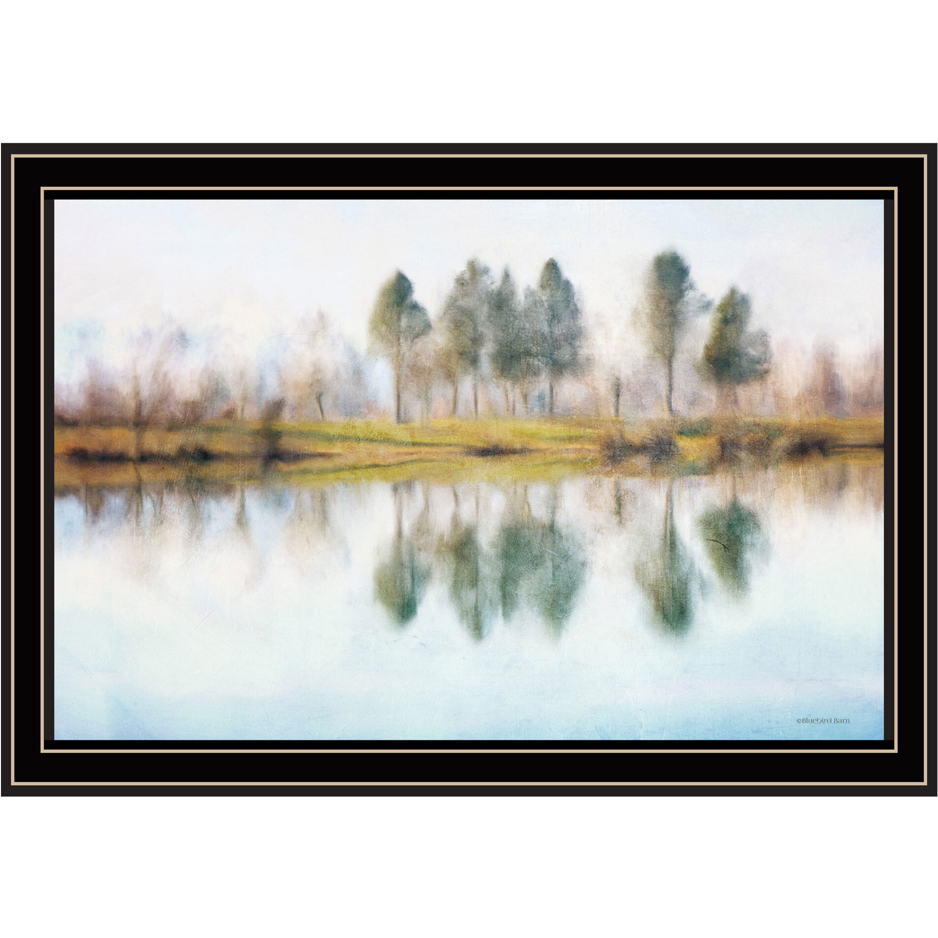 Lake Reflections Black Framed Print Wall Art