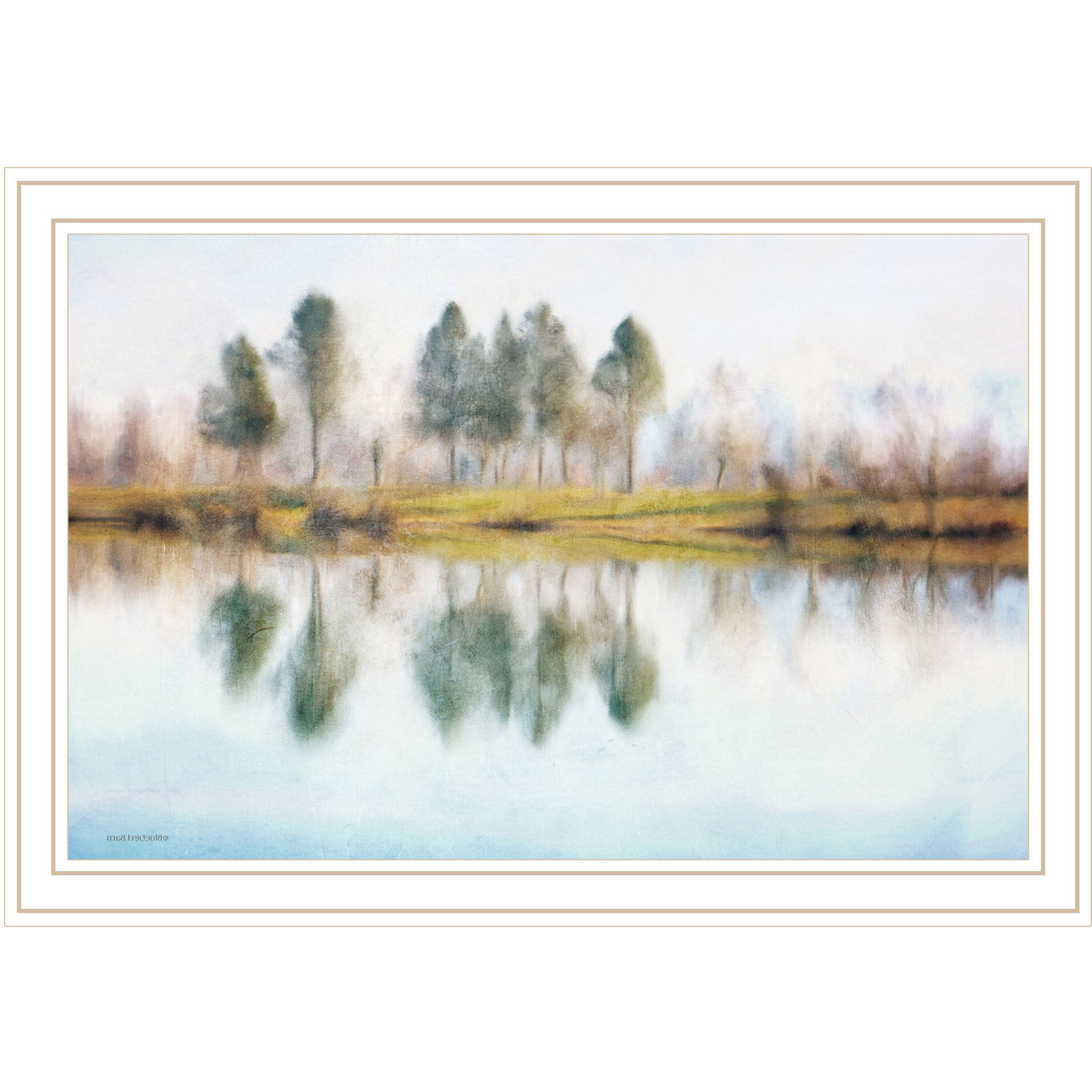 Lake Reflections White Framed Print Wall Art