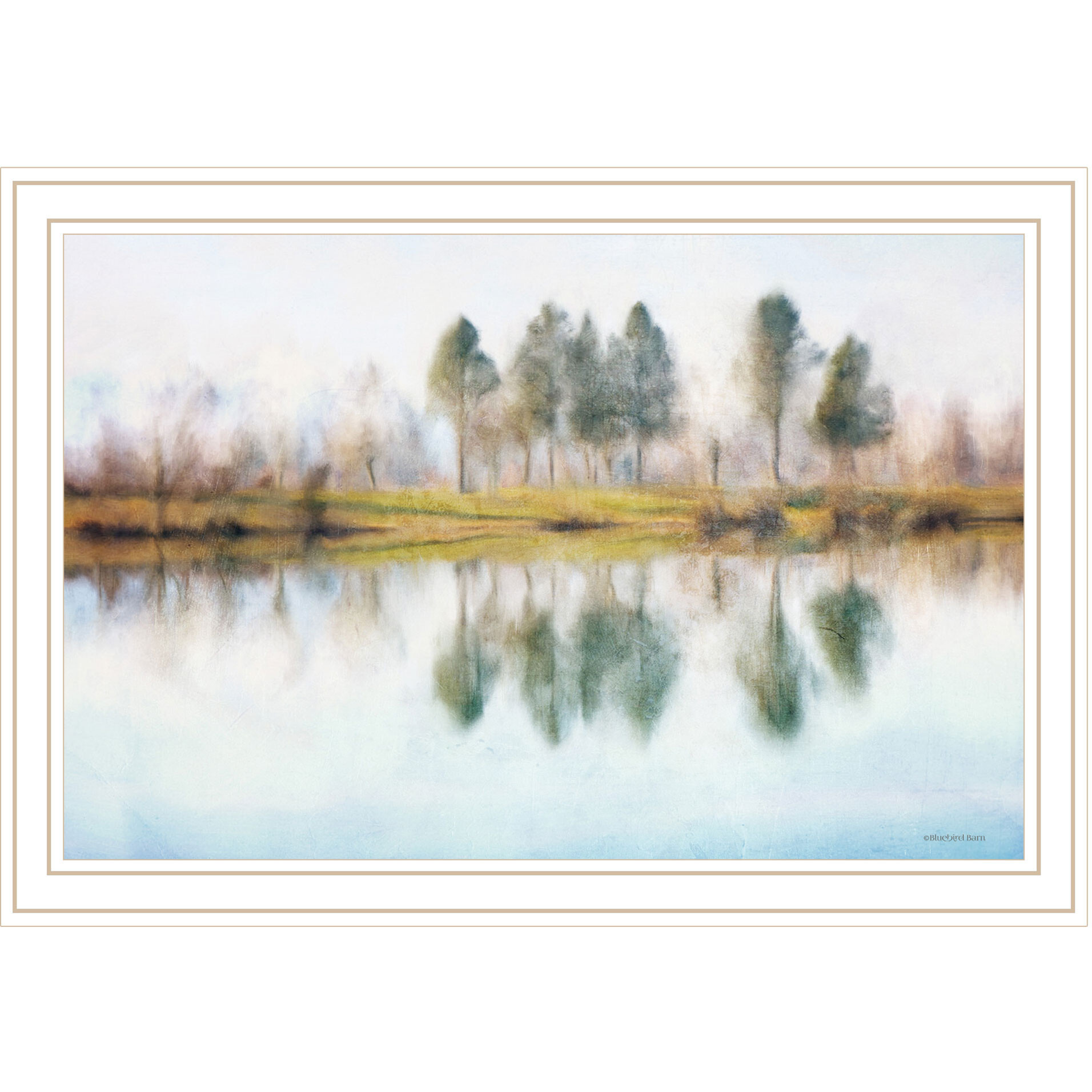 Lake Reflections White Framed Print Wall Art