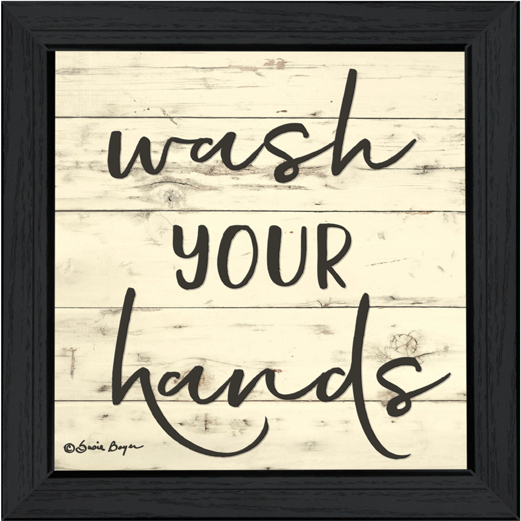Wash Your Hands Black Framed Print Bathroom Wall Art