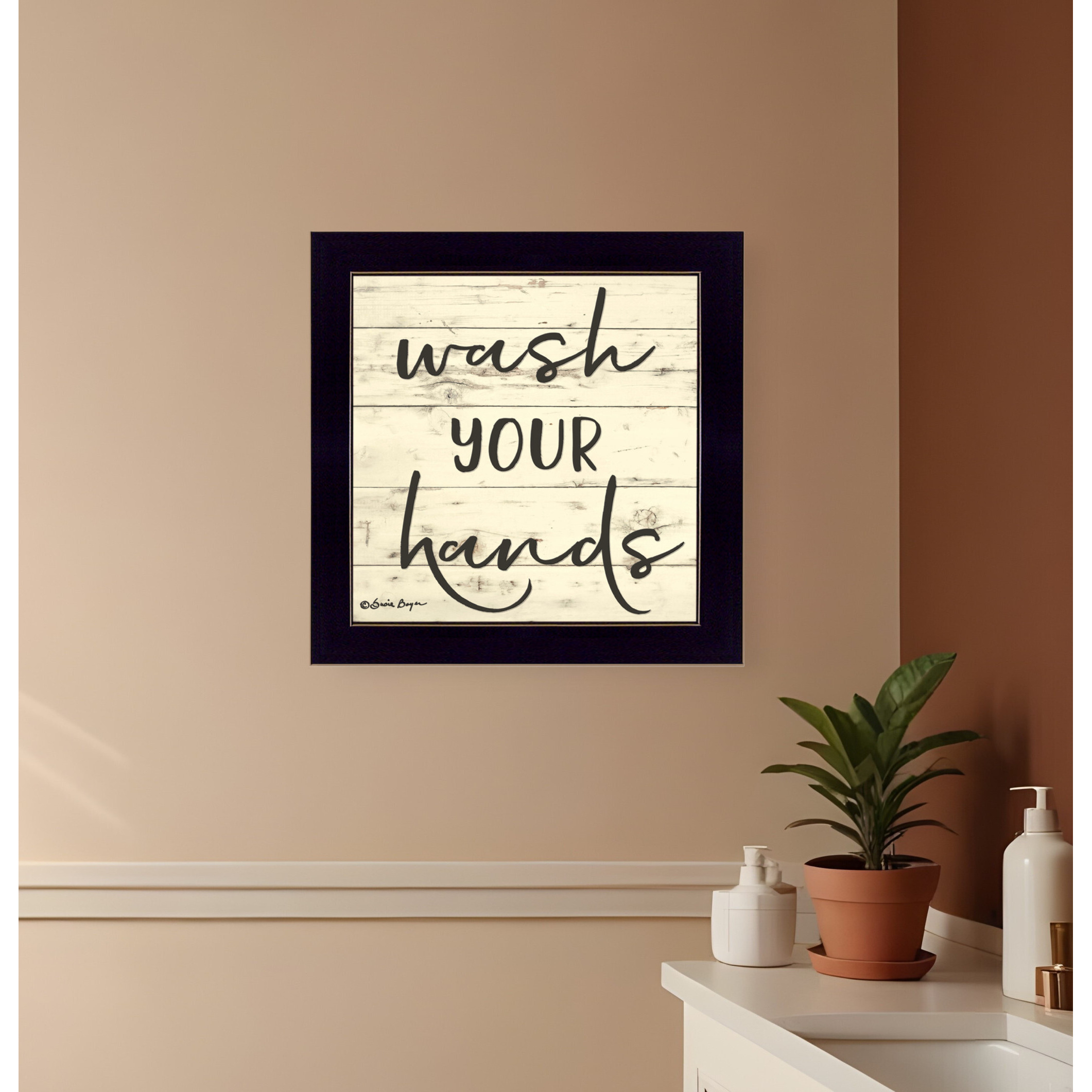 Wash Your Hands Black Framed Print Bathroom Wall Art