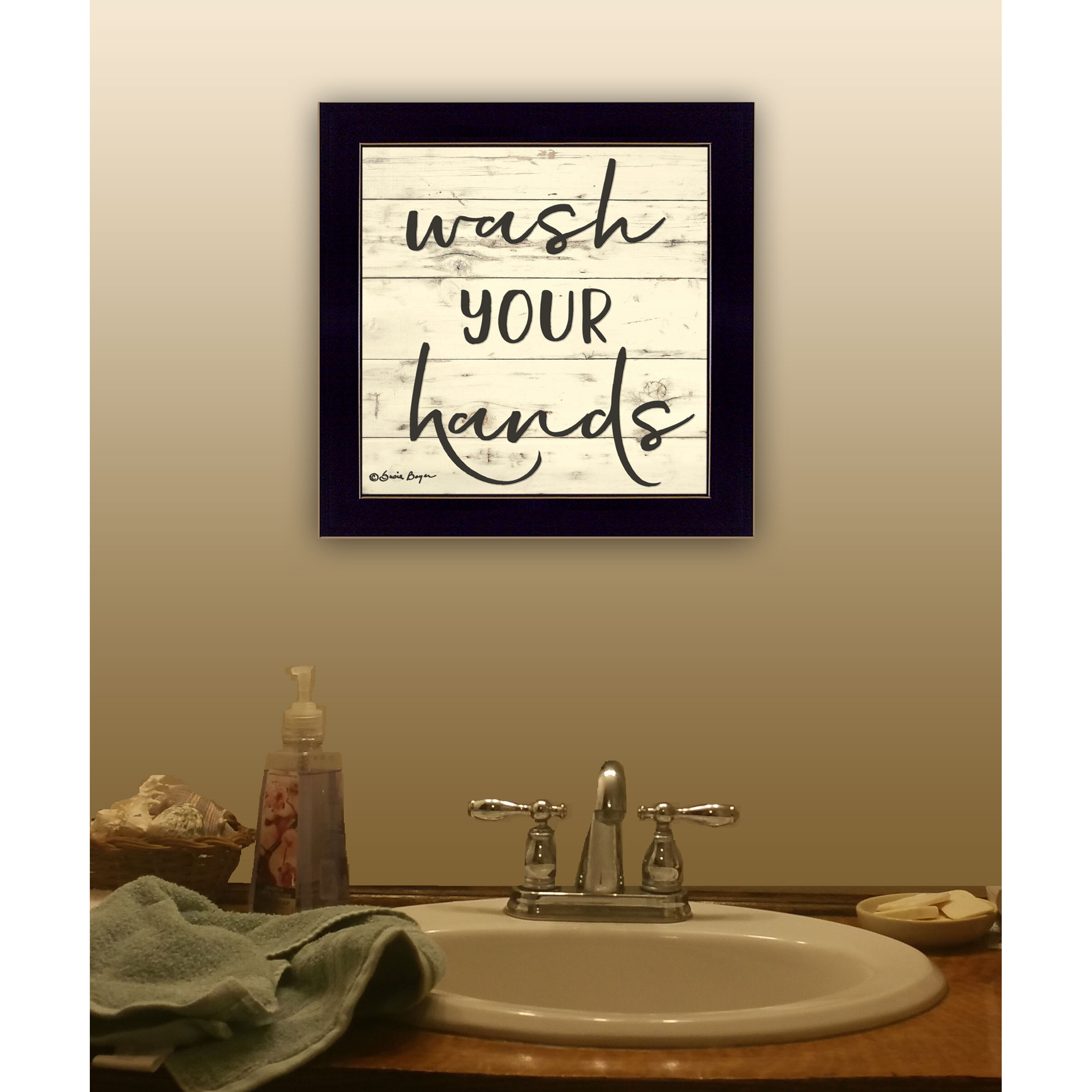 Wash Your Hands Black Framed Print Bathroom Wall Art