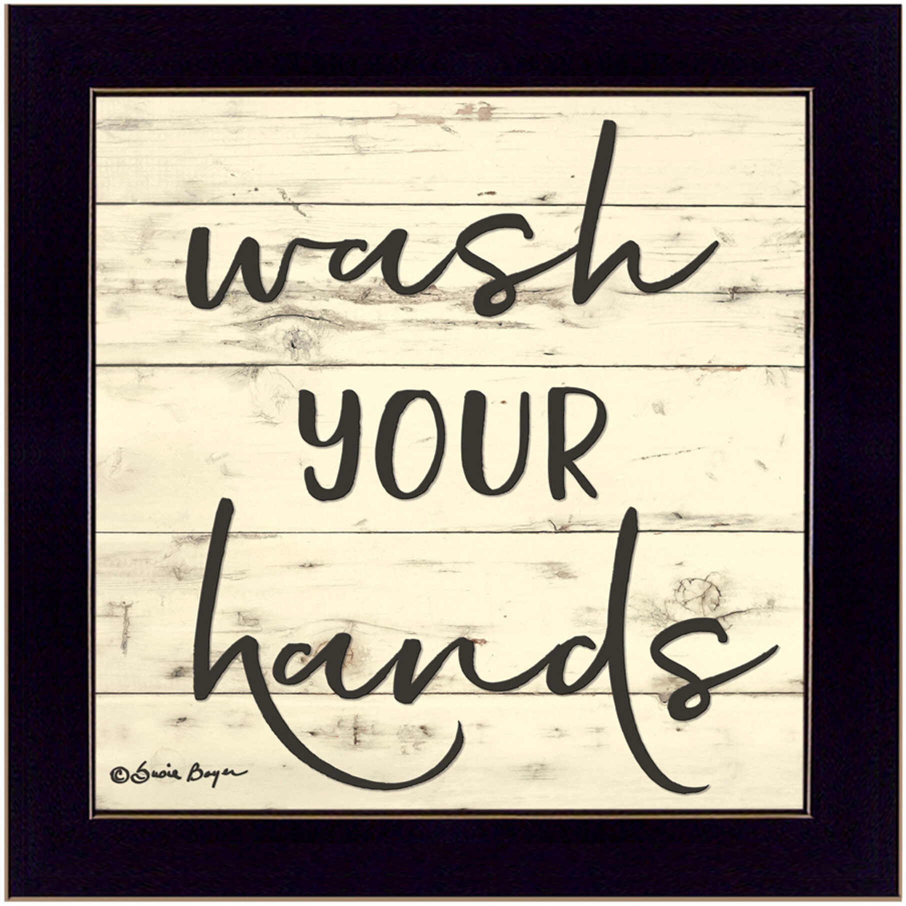 Wash Your Hands Black Framed Print Bathroom Wall Art