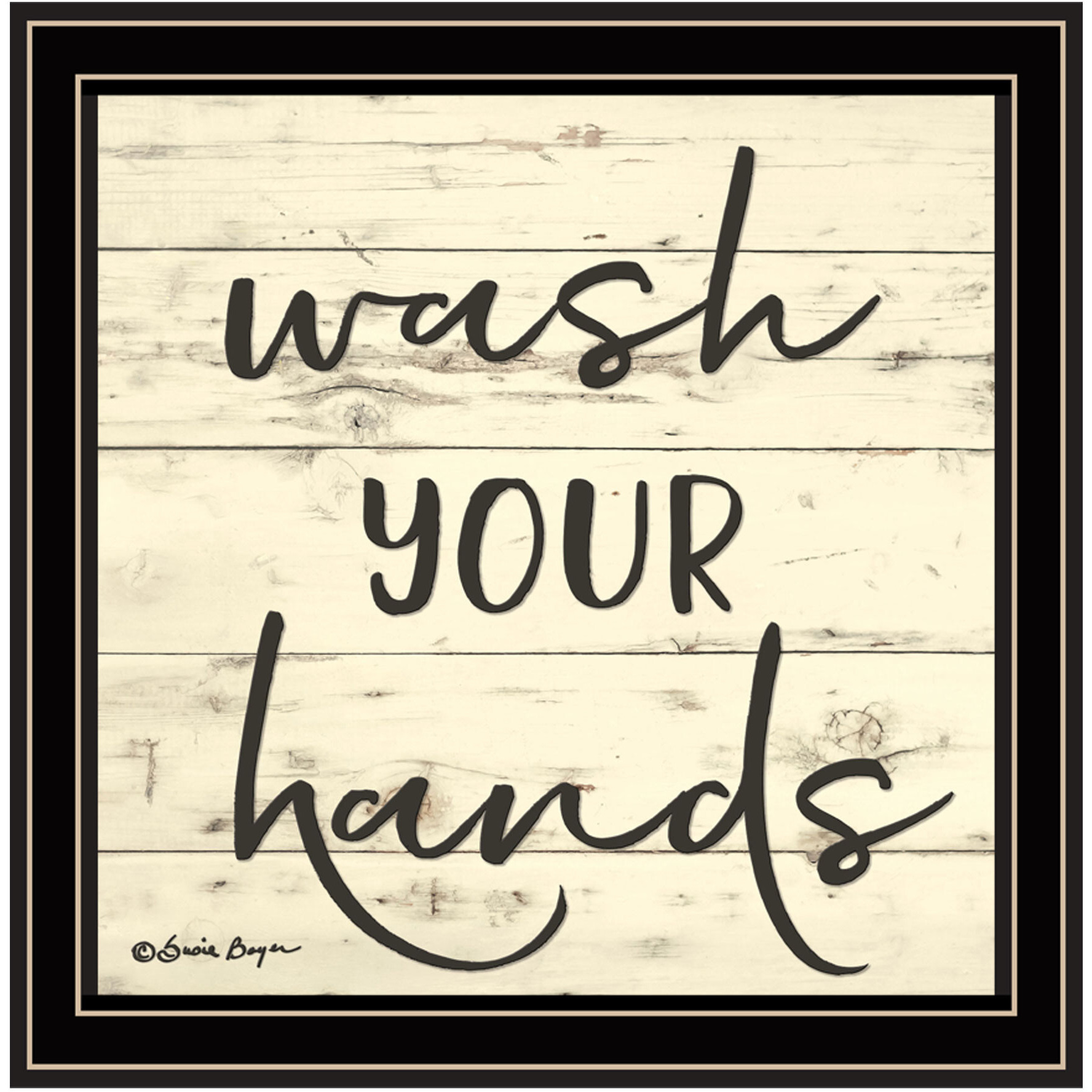 Wash Your Hands Black Framed Print Bathroom Wall Art