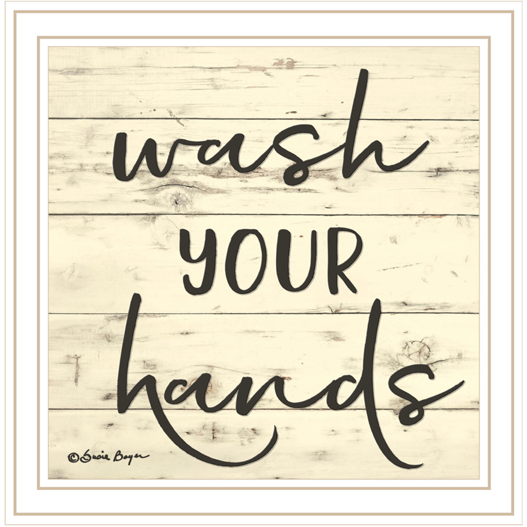 Wash Your Hands White Framed Print Bathroom Wall Art
