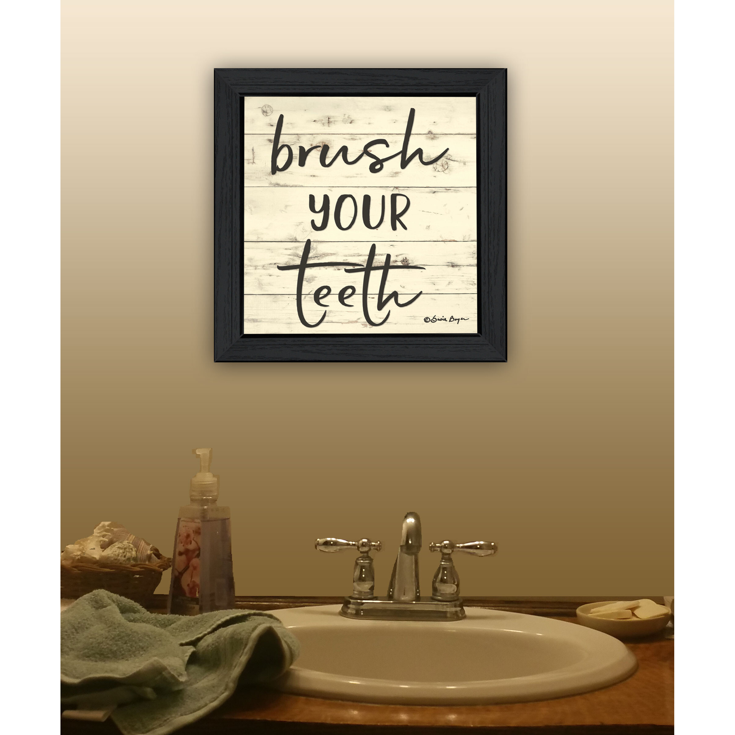 Brush your Teeth Black Framed Print Bathroom Wall Art