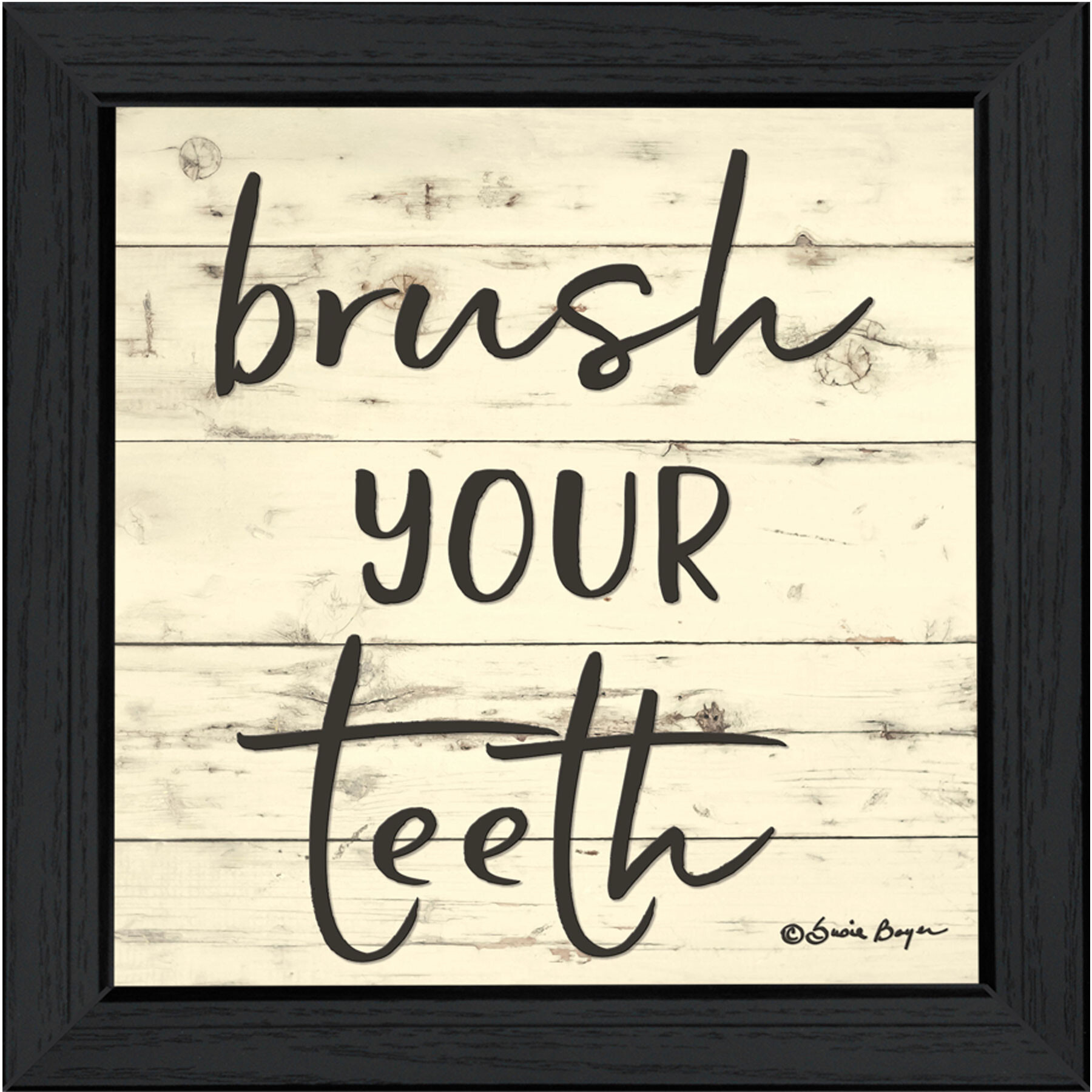 Brush your Teeth Black Framed Print Bathroom Wall Art