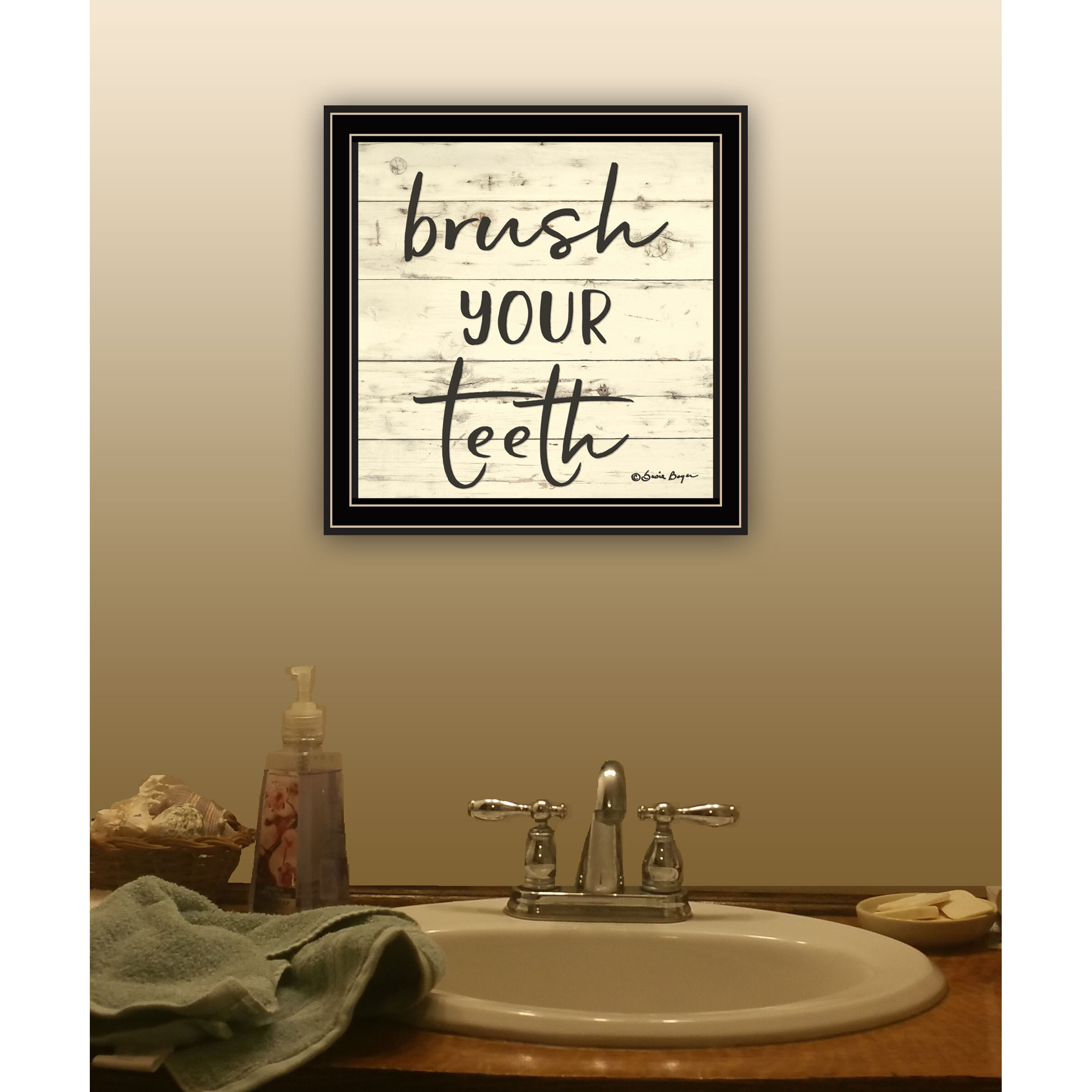 Brush your Teeth Black Framed Print Bathroom Wall Art