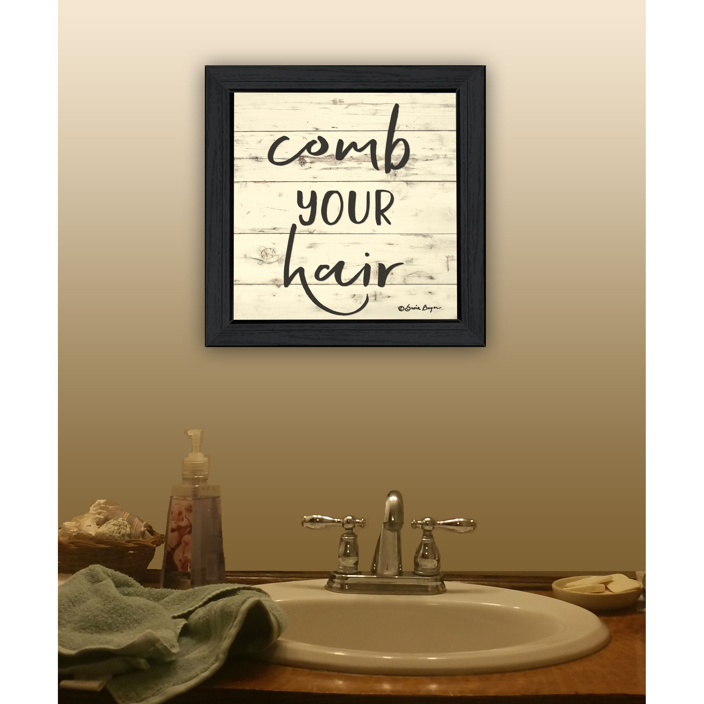 Comb Your Hair Black Framed Print Bathroom Wall Art