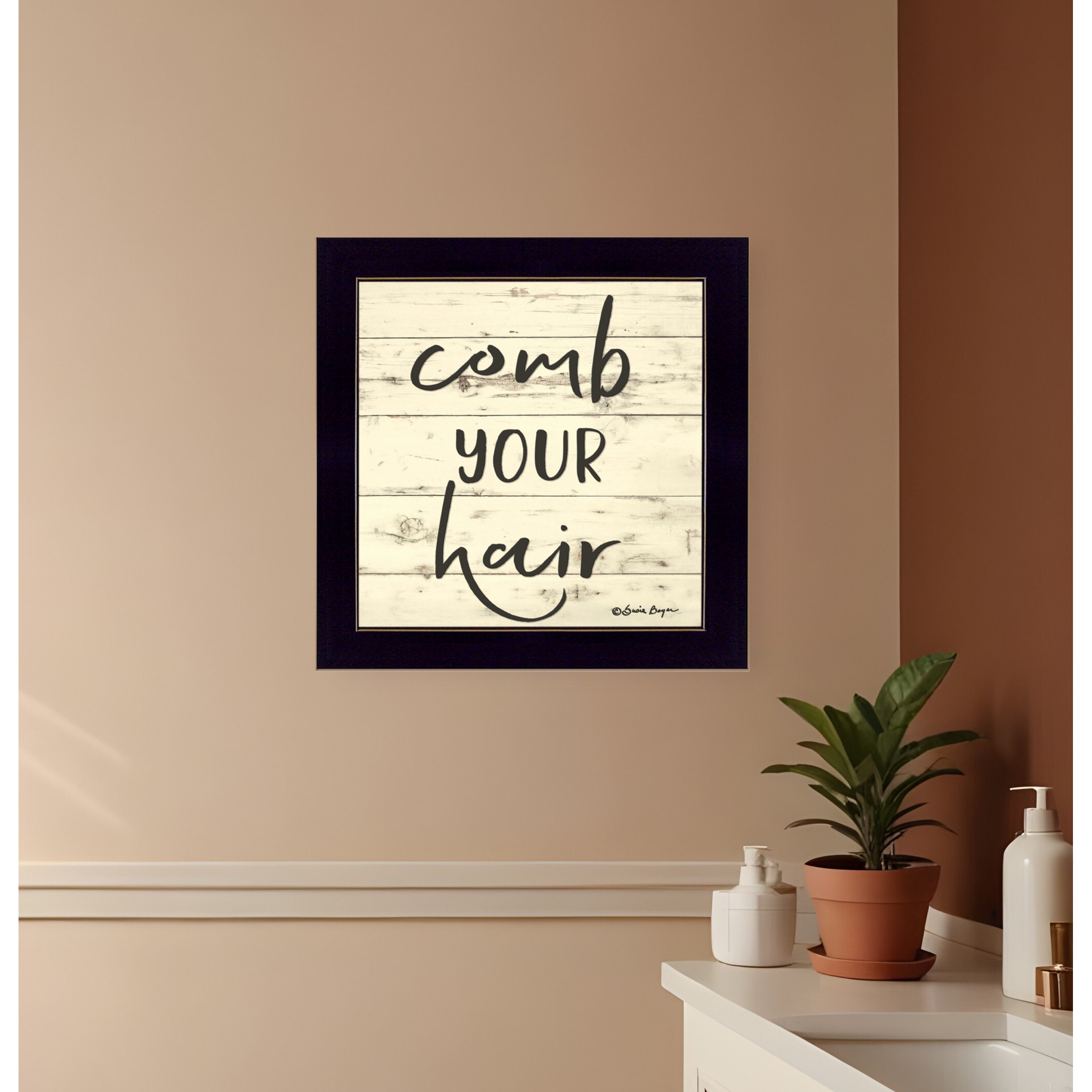 Comb Your Hair Black Framed Print Bathroom Wall Art