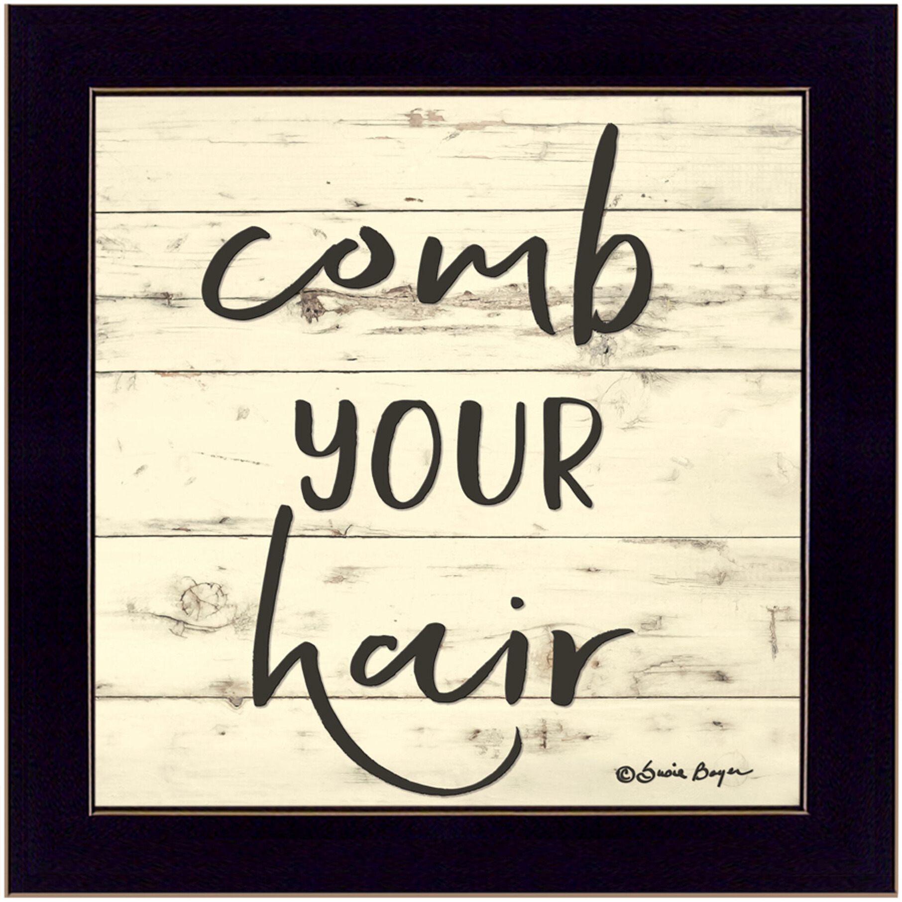 Comb Your Hair Black Framed Print Bathroom Wall Art