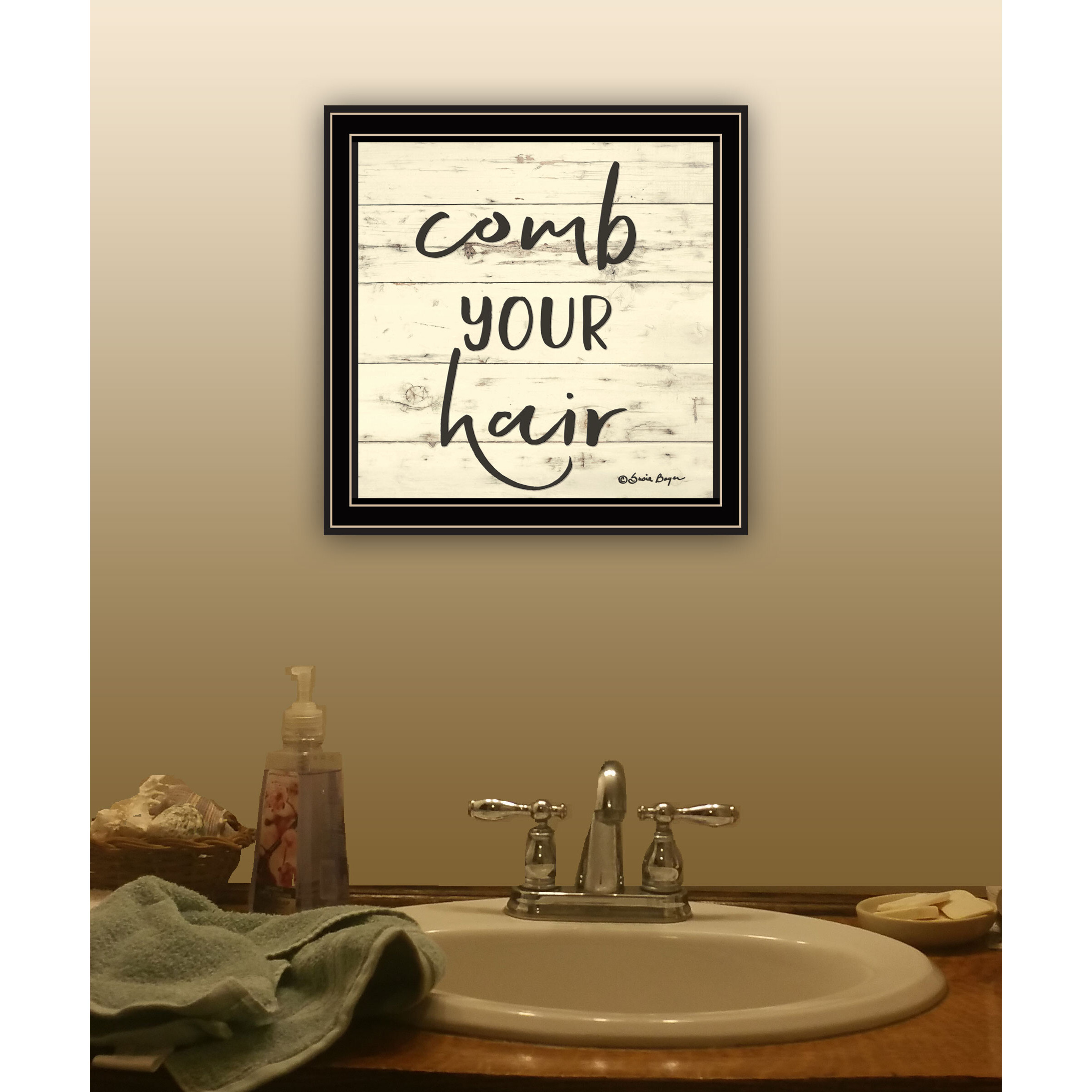 Comb Your Hair Black Framed Print Bathroom Wall Art