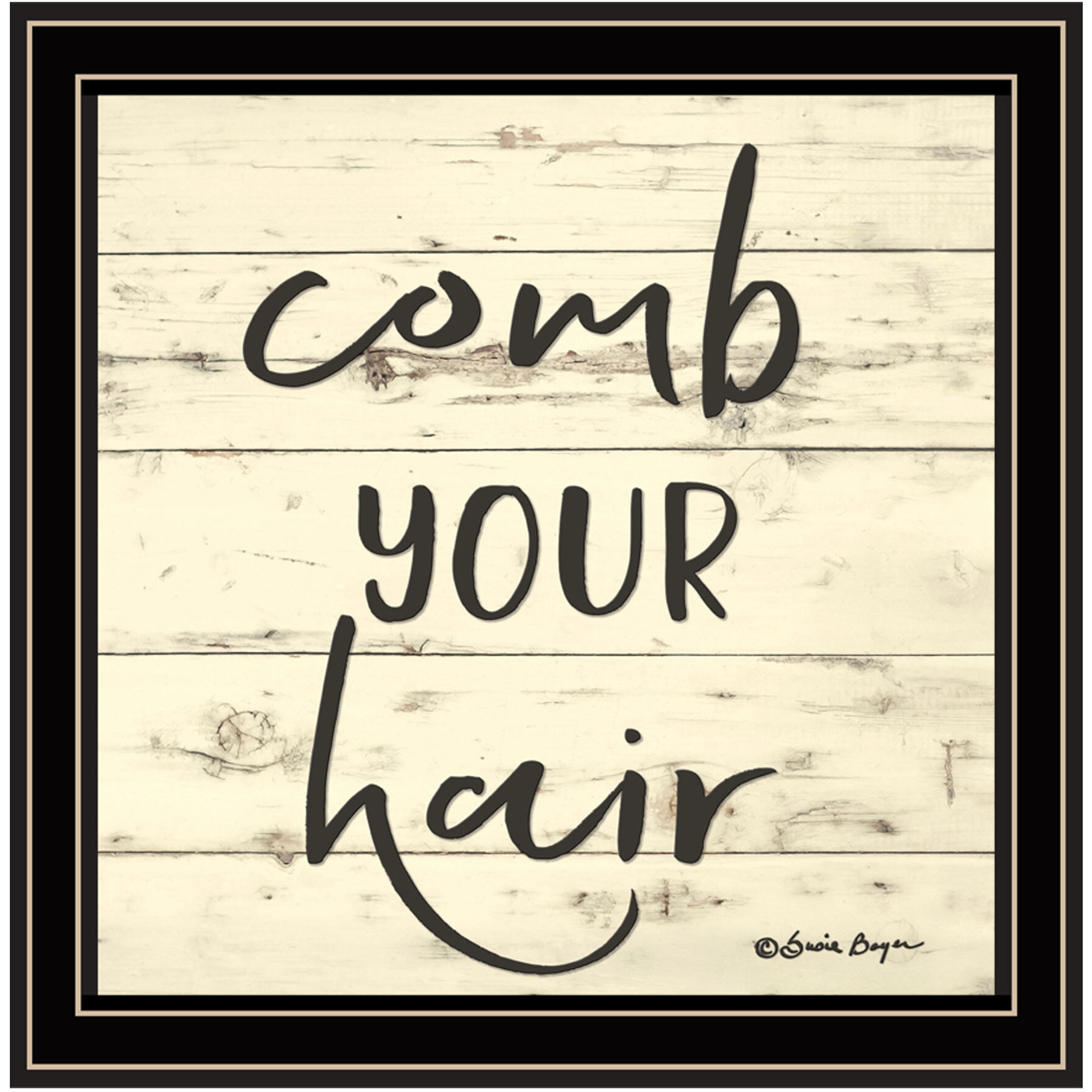 Comb Your Hair Black Framed Print Bathroom Wall Art