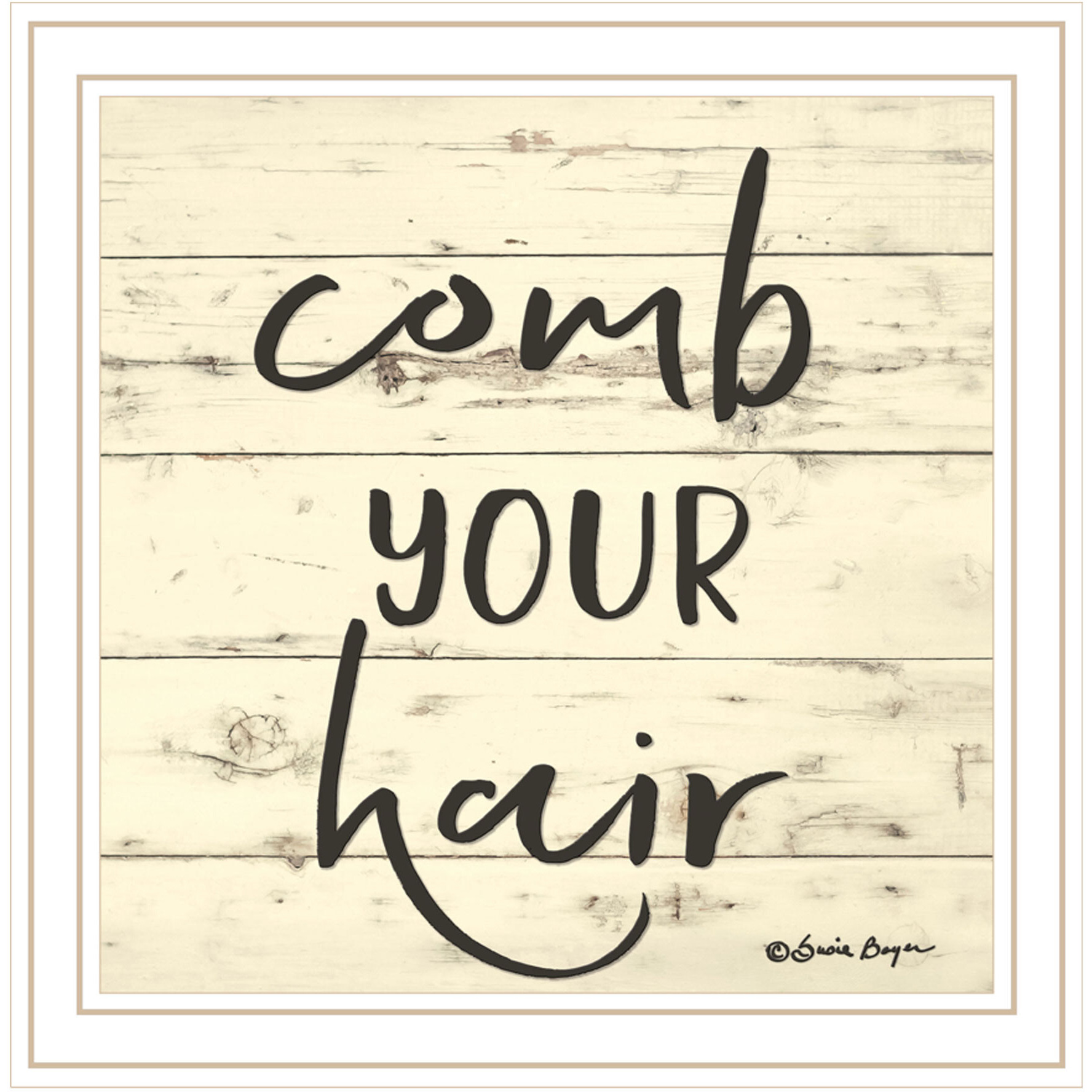 Comb Your Hair White Framed Print Bathroom Wall Art