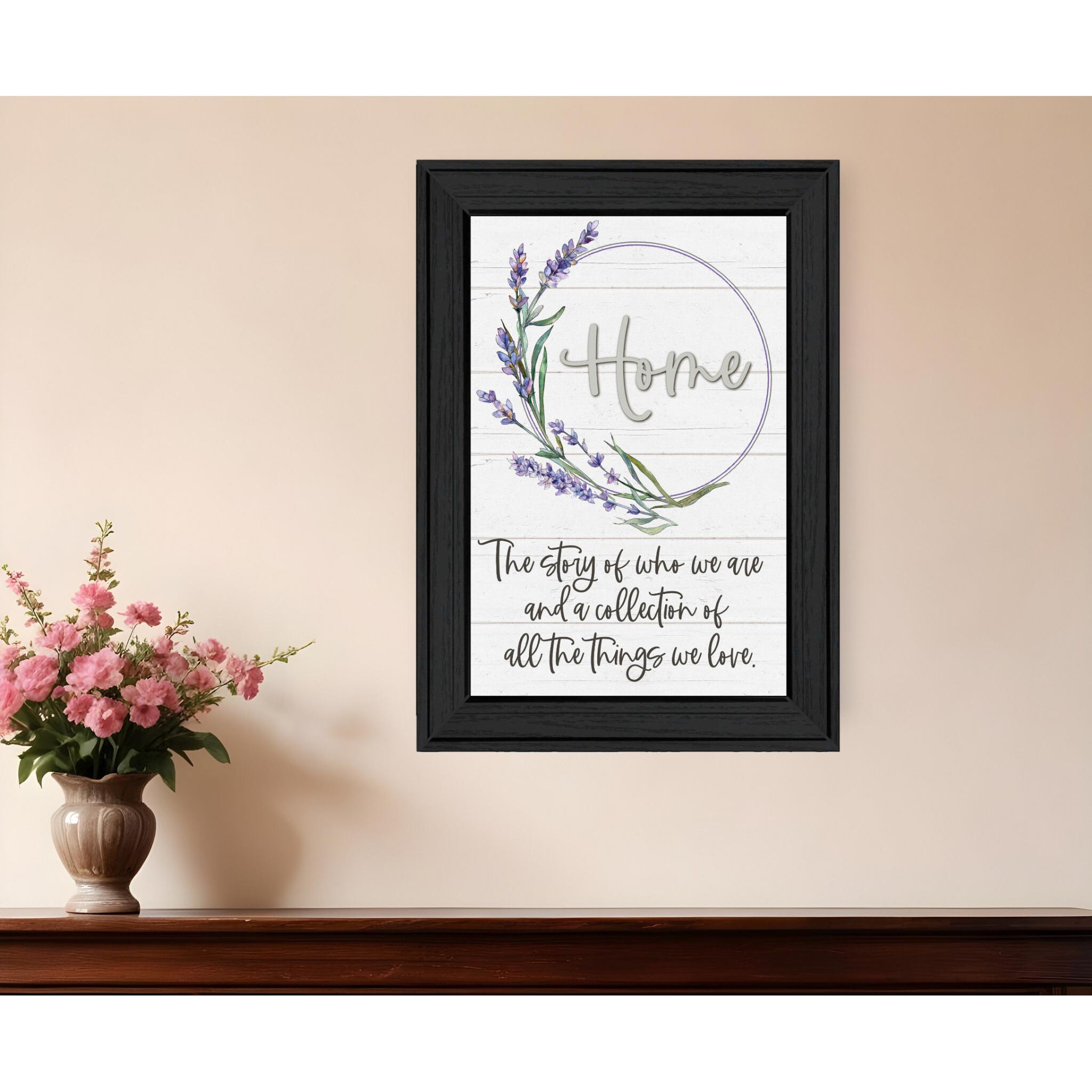 Home a Circle of Love Black Framed Print Wall Art