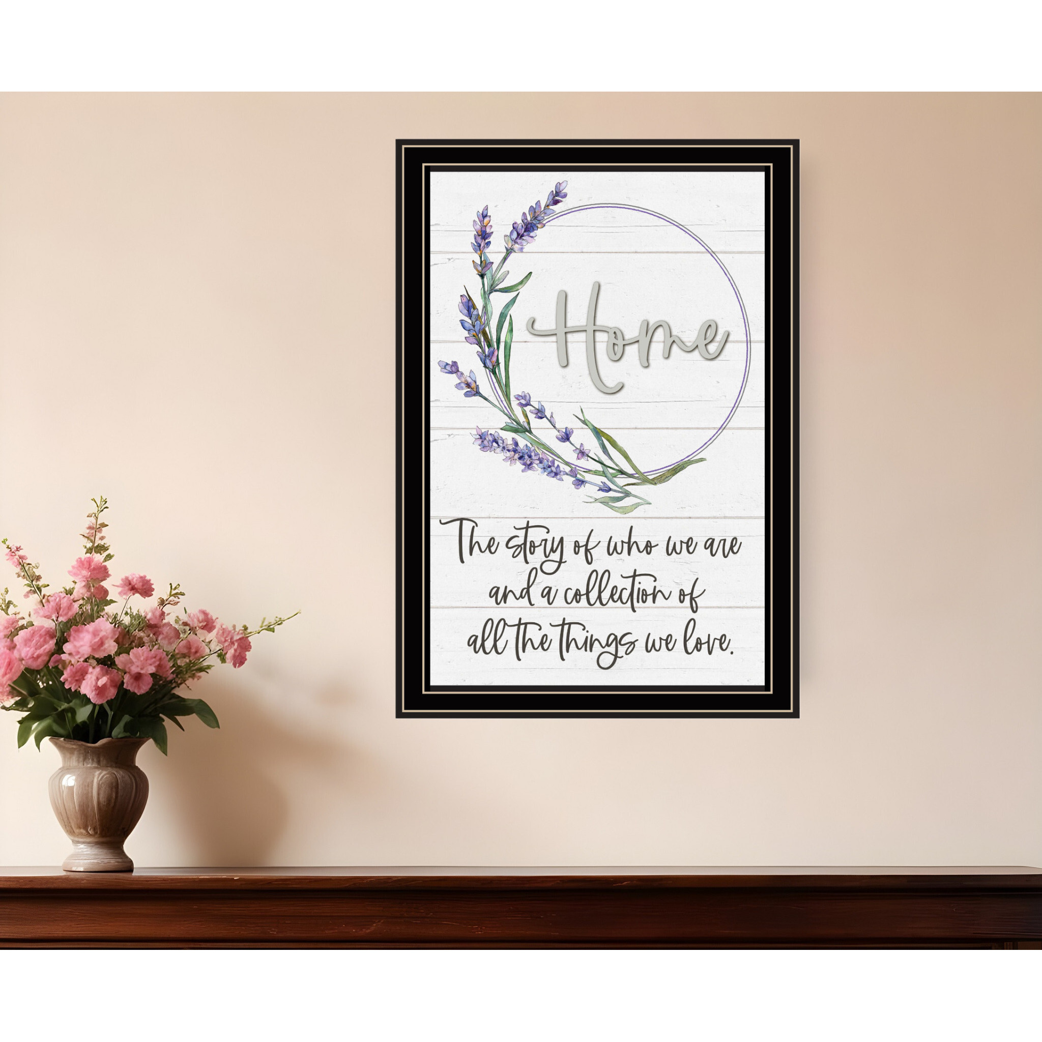 Home a Circle of Love Black Framed Print Wall Art
