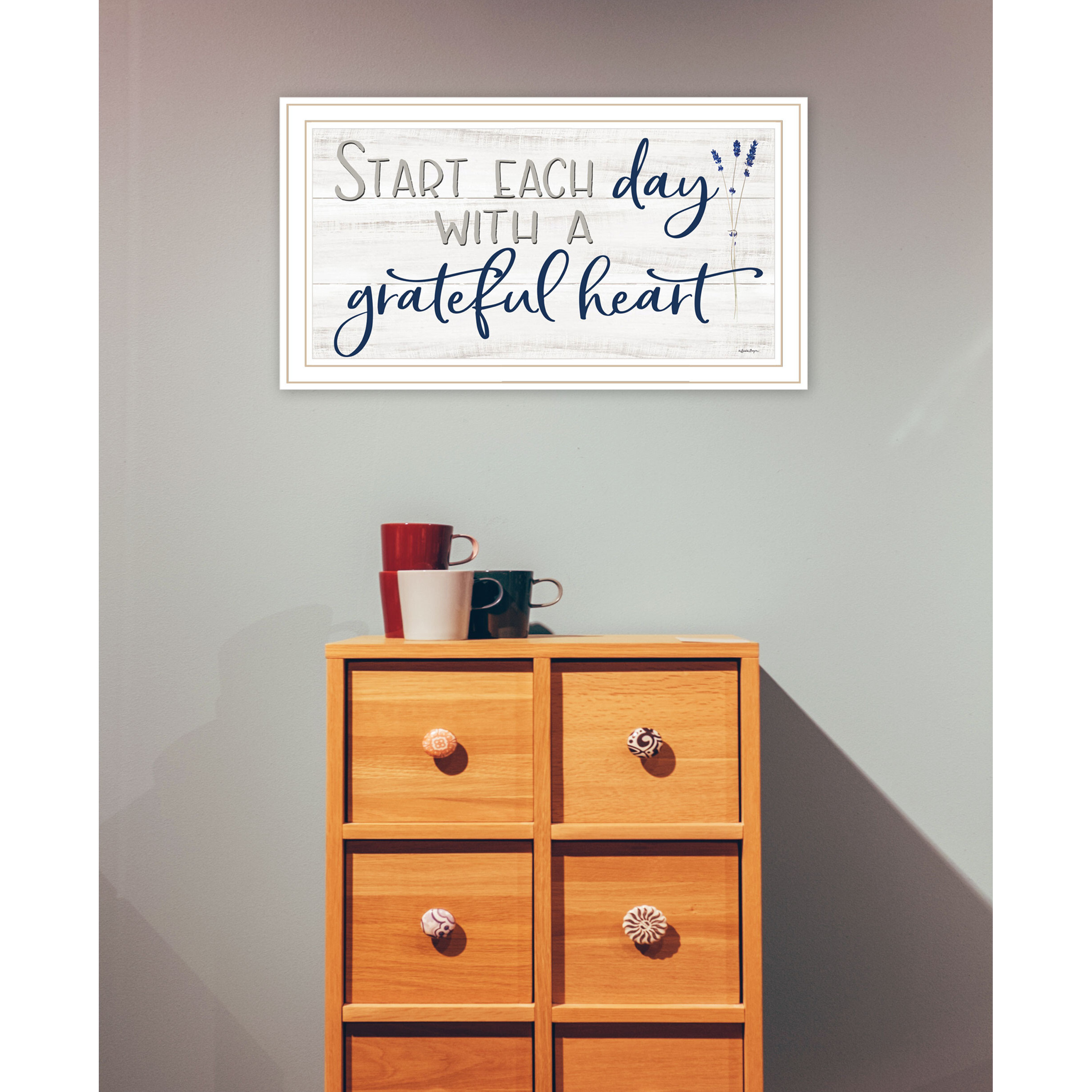 Grateful Heart White Framed Print Wall Art