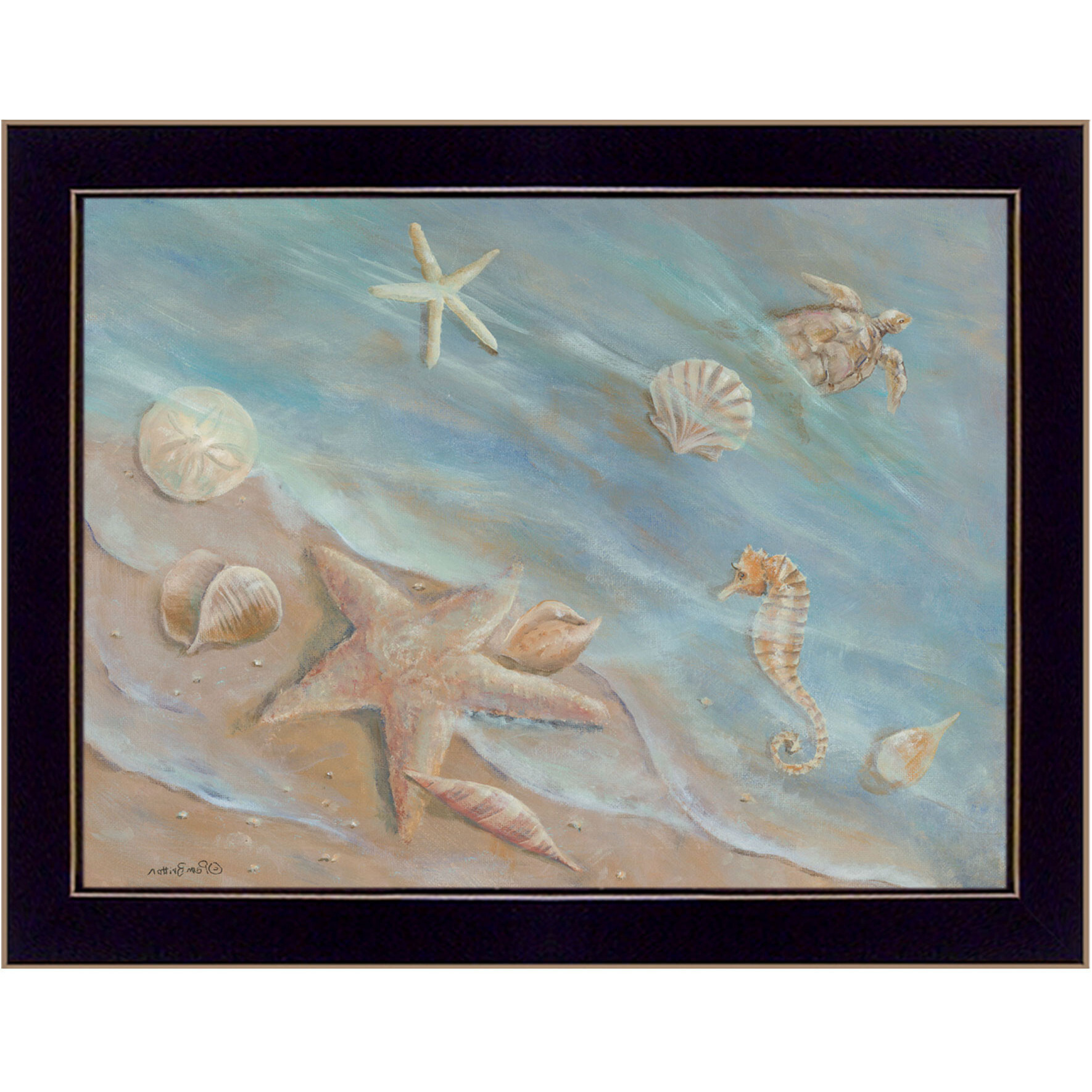 Seashore Star Black Framed Print Wall Art