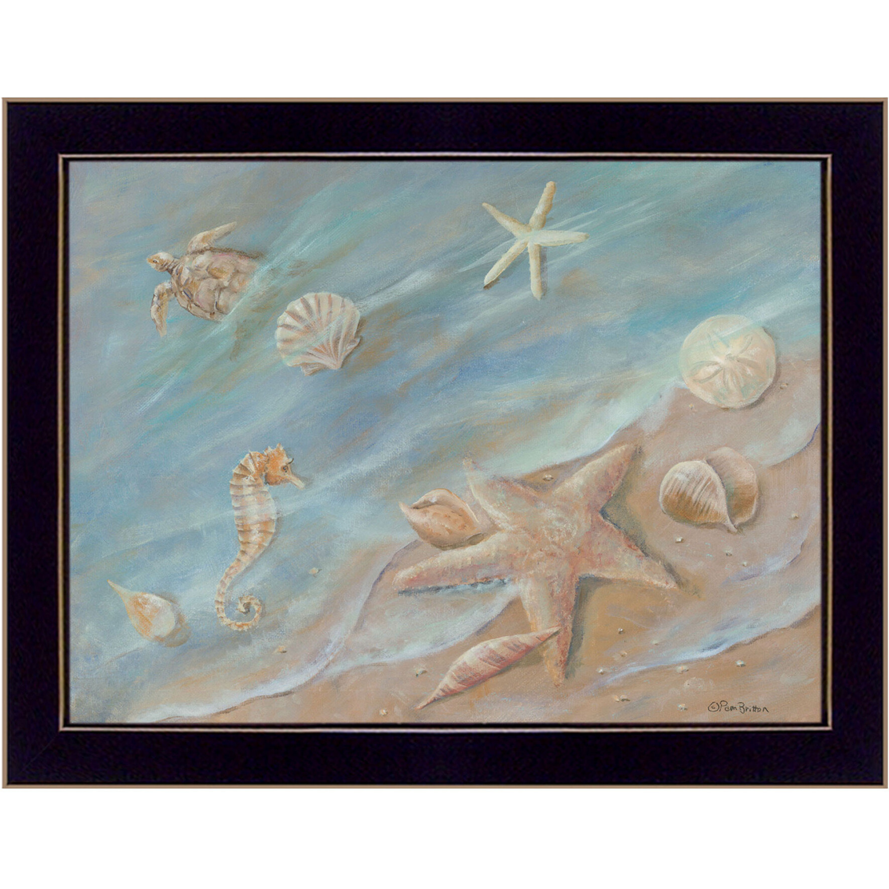 Seashore Star Black Framed Print Wall Art