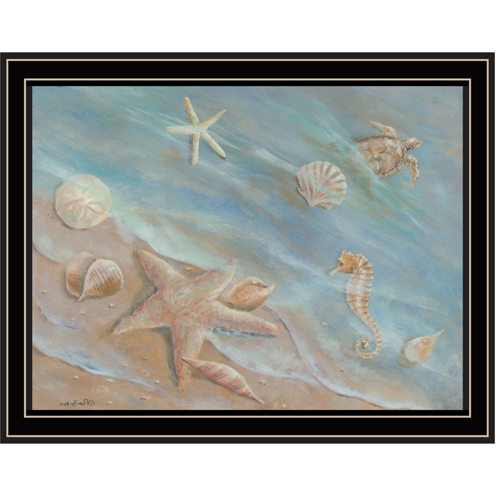 Seashore Star Black Framed Print Wall Art