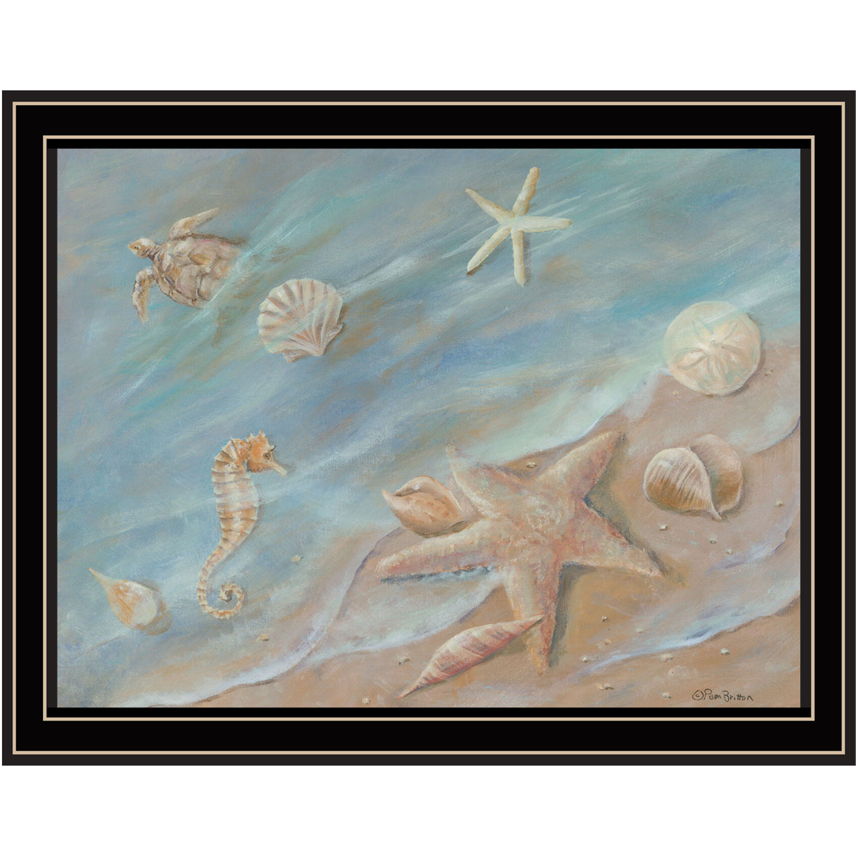 Seashore Star Black Framed Print Wall Art