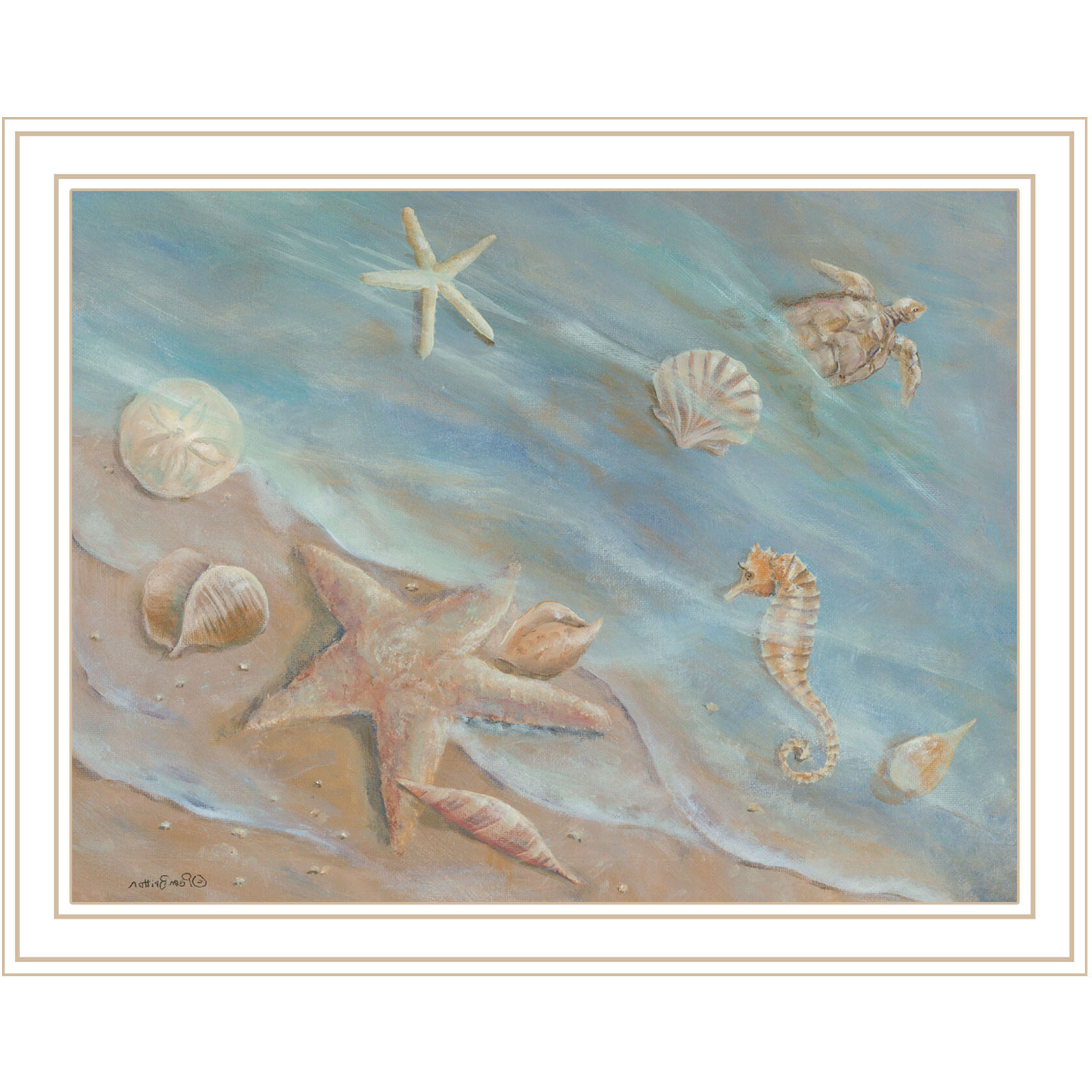 Seashore Star White Framed Print Wall Art