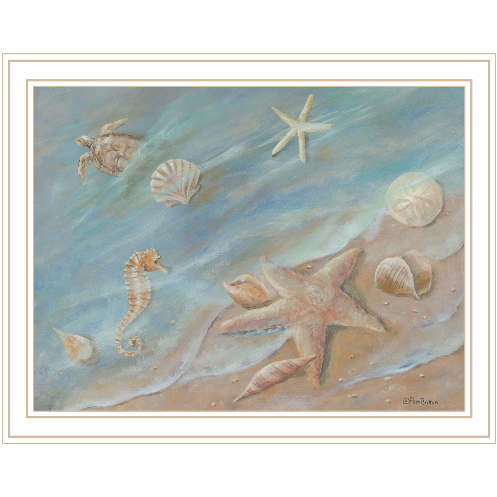 Seashore Star White Framed Print Wall Art