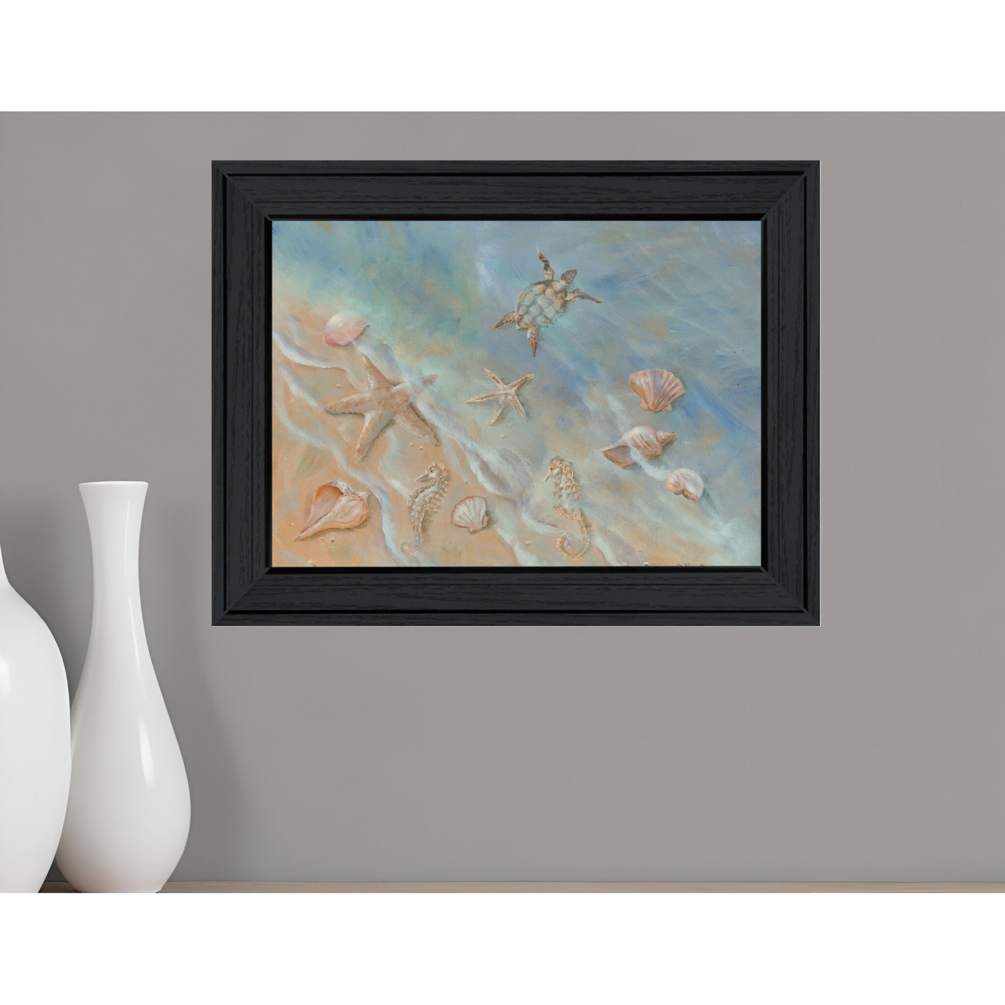 Seashore Star Black Framed Print Wall Art