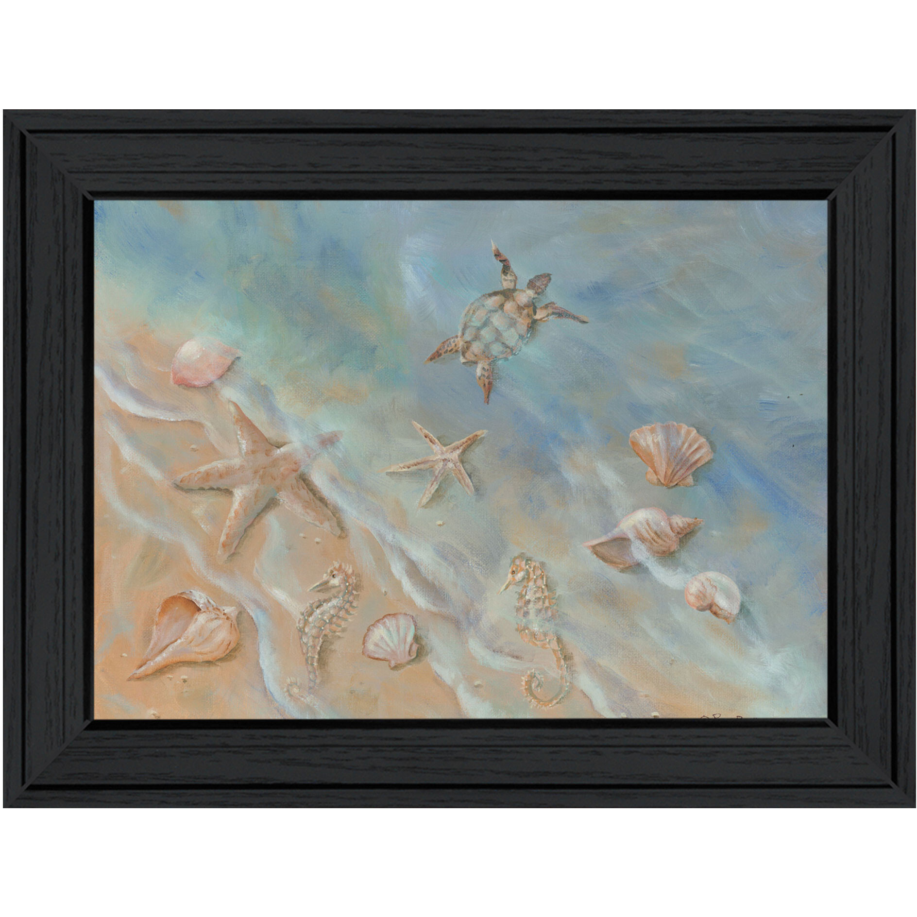 Seashore Star Black Framed Print Wall Art