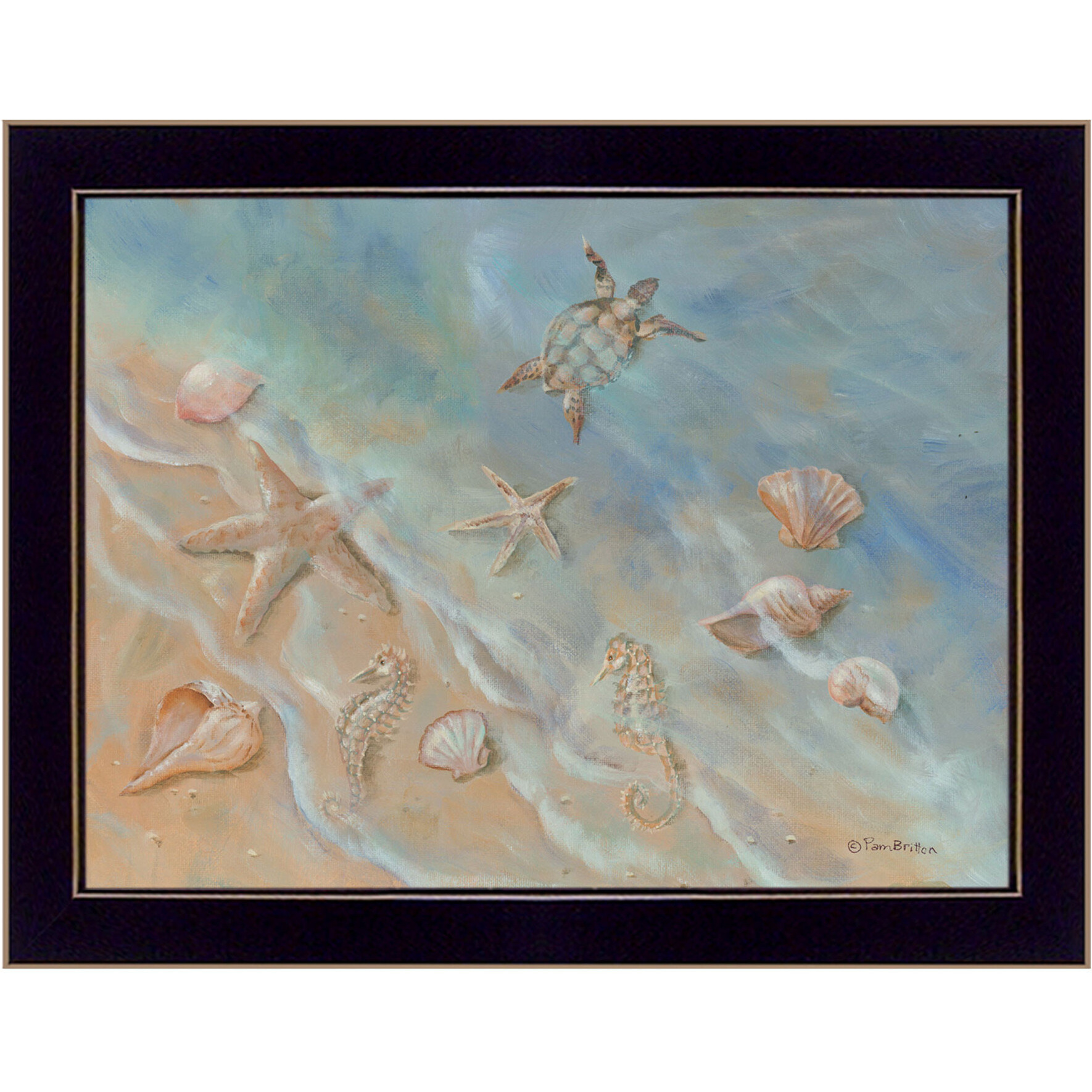 Seashore Star Black Framed Print Wall Art
