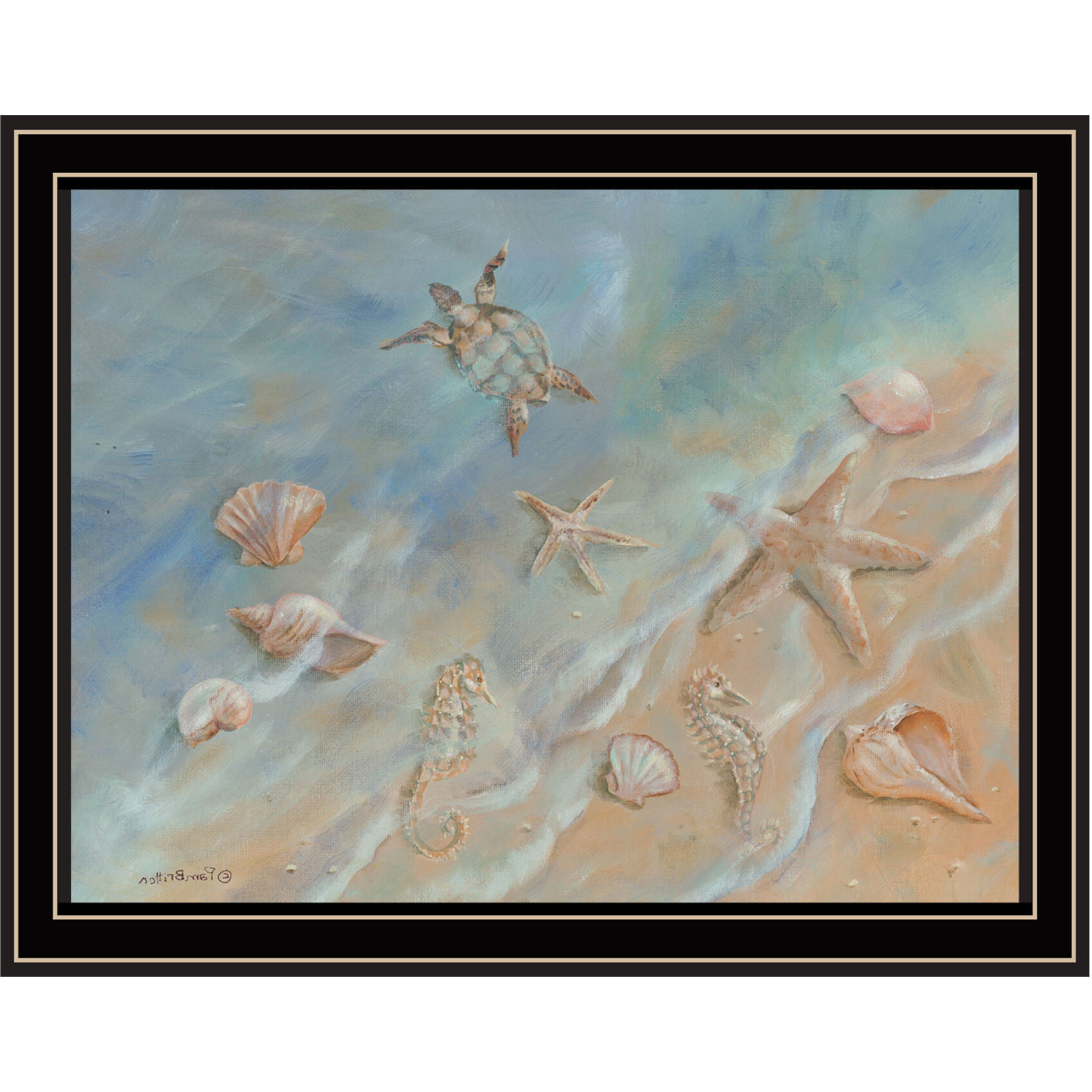 Seashore Star Black Framed Print Wall Art