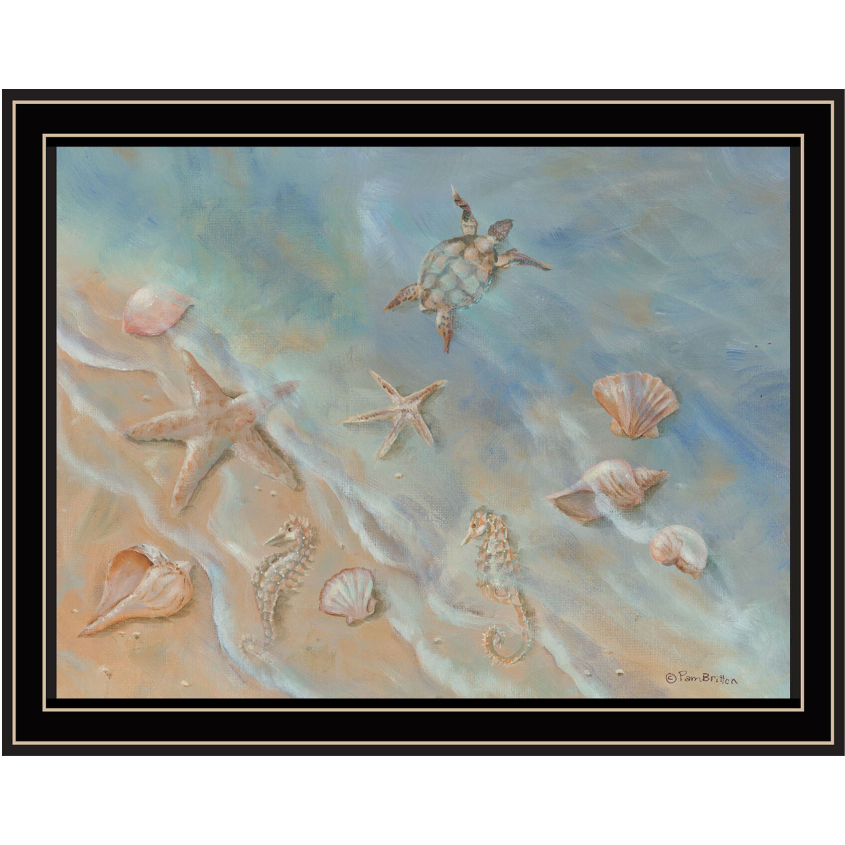 Seashore Star Black Framed Print Wall Art