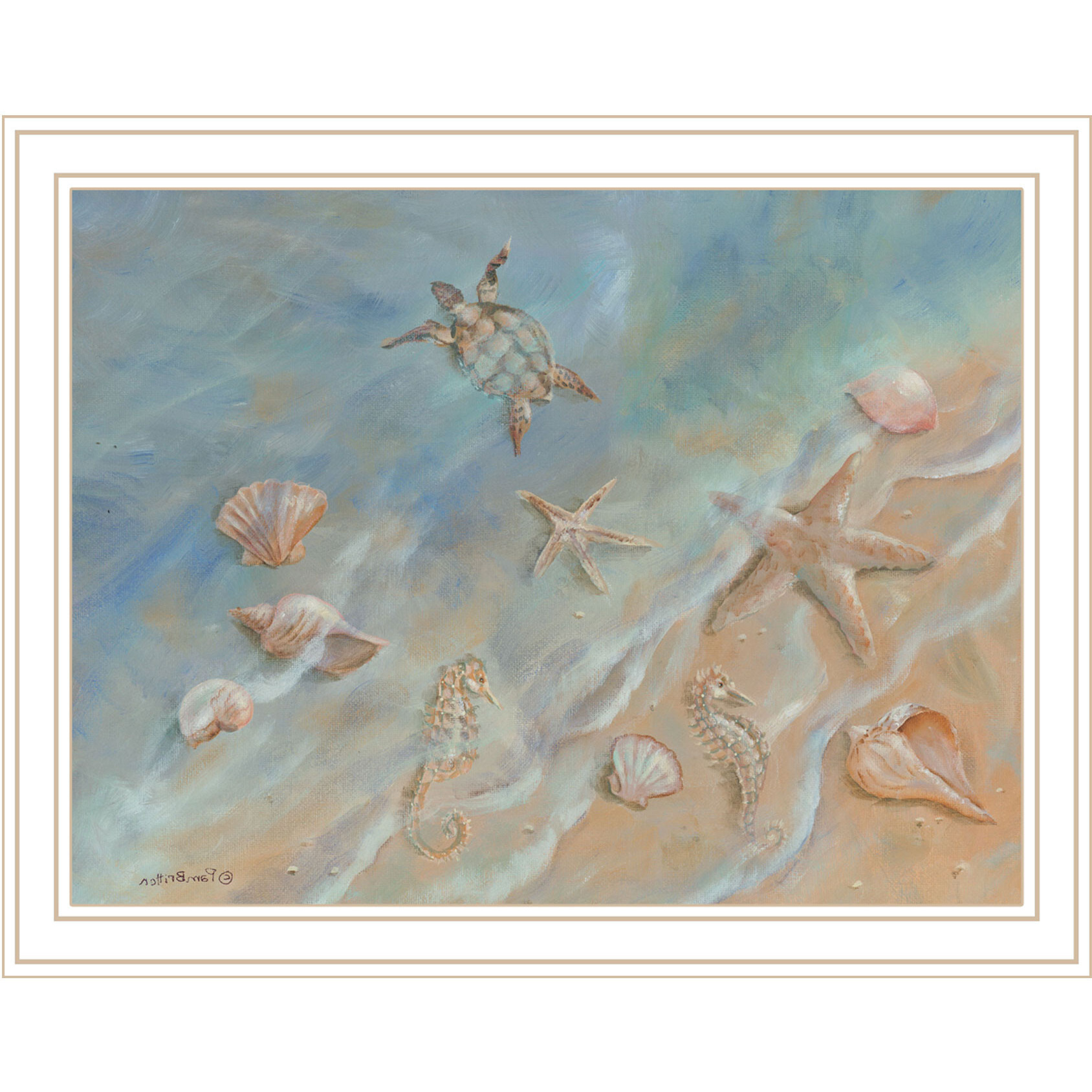 Seashore Star White Framed Print Wall Art